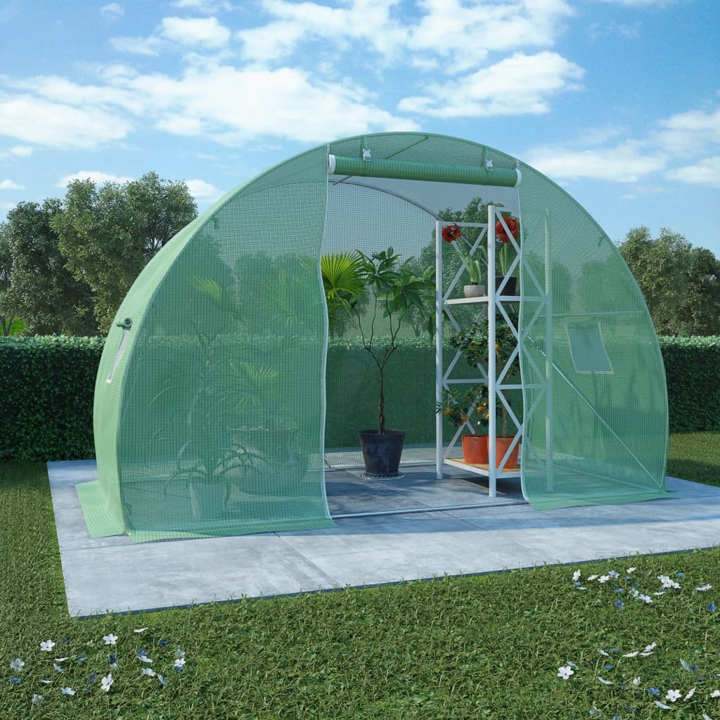 Walplus Galvanised Steel Greenhouse 4.5m² - Green - 300 x 150 x 200 cm