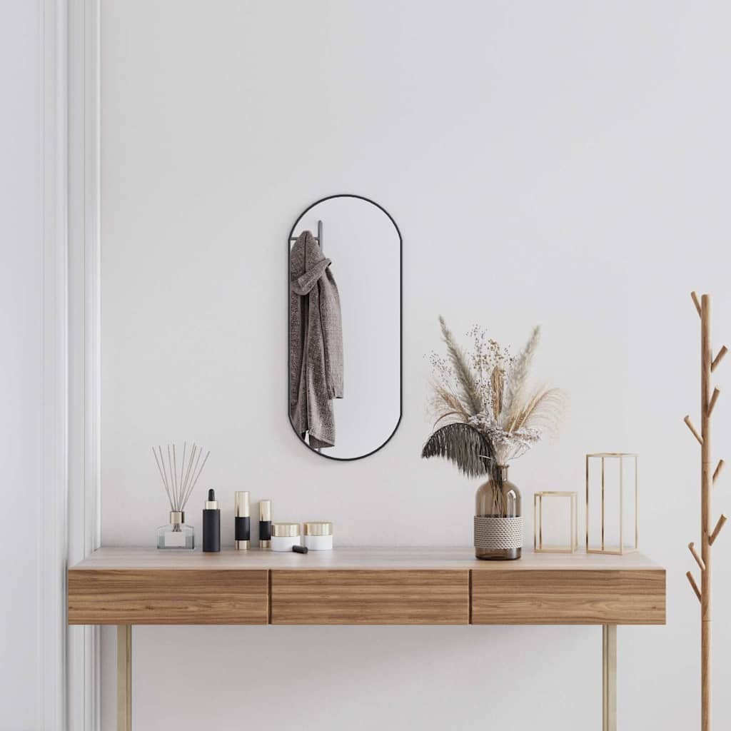 Walplus Oval Glass Wall Mirror - Black - 70 x 30 cm