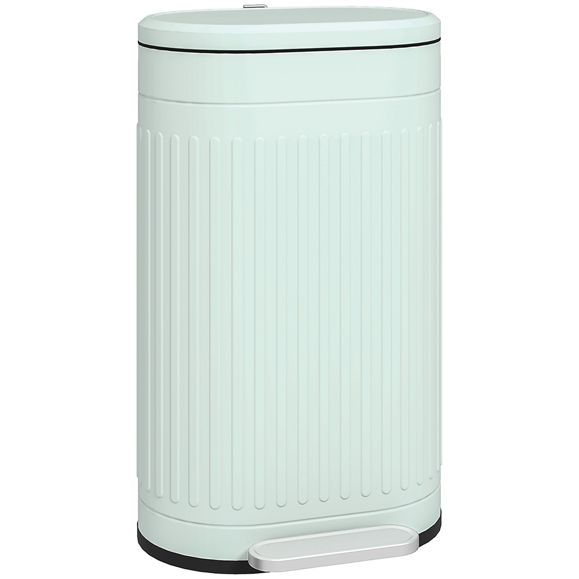 HOMCOM 30L Metal Pedal Bin with Inner Bucket - Light Green