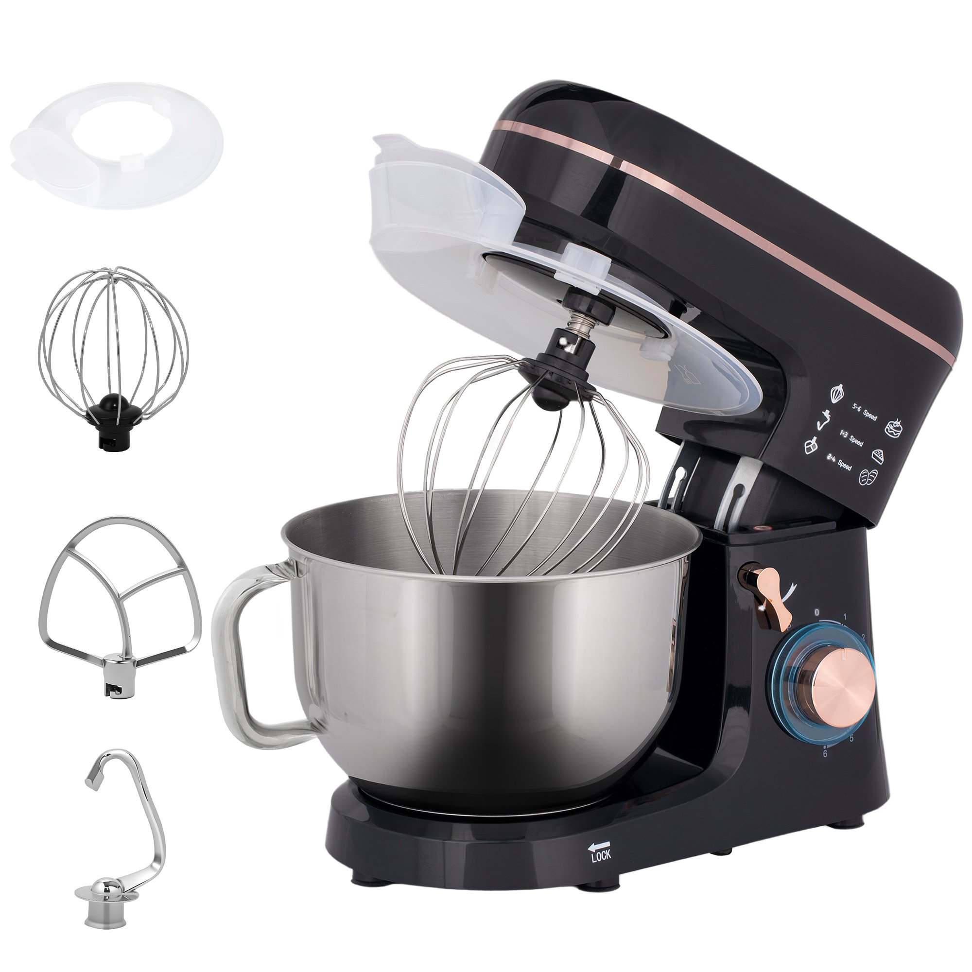 HOMCOM 5L Stand Mixer with Stainless Steel Bowl - Black
