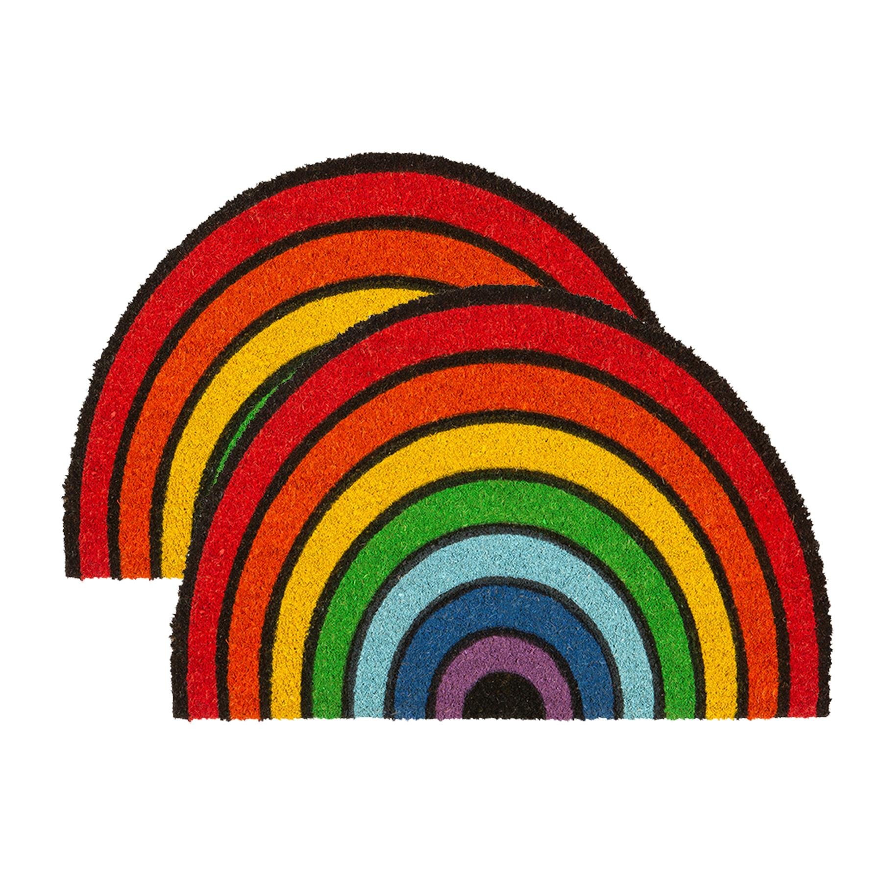 Nicola Spring Coir Half Moon Door Mats - Rainbow - Pack of 2