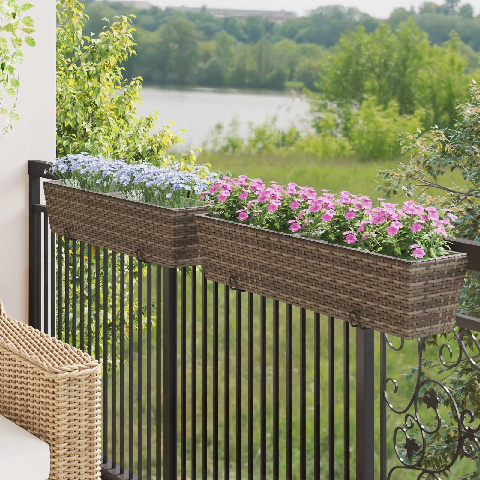 Walplus Pack of 2 Metal Garden Planter V2 - 80 x 17 x 17 cm