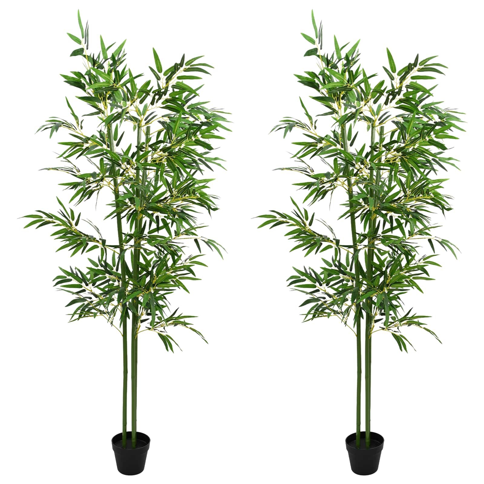 Walplus Pack of 2 Bamboo Artificial Bambo Tree - Green - 60 x 18 x 190 cm