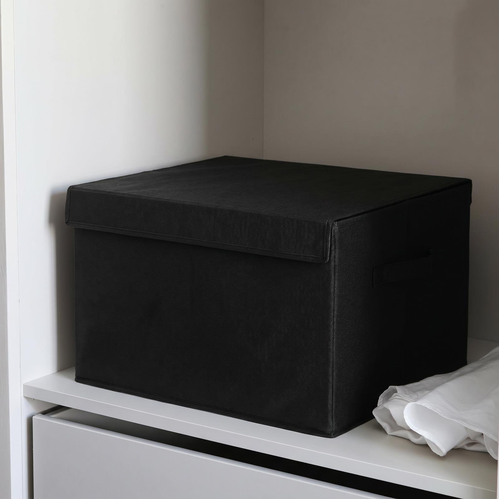 OHS Large Collapsible Storage Box With Lid - Black