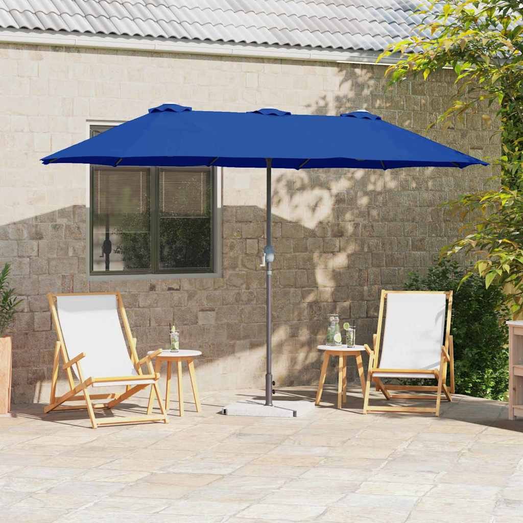Walplus Polyester Garden Parasol - Azurblau - 370 x 197 x 239 cm