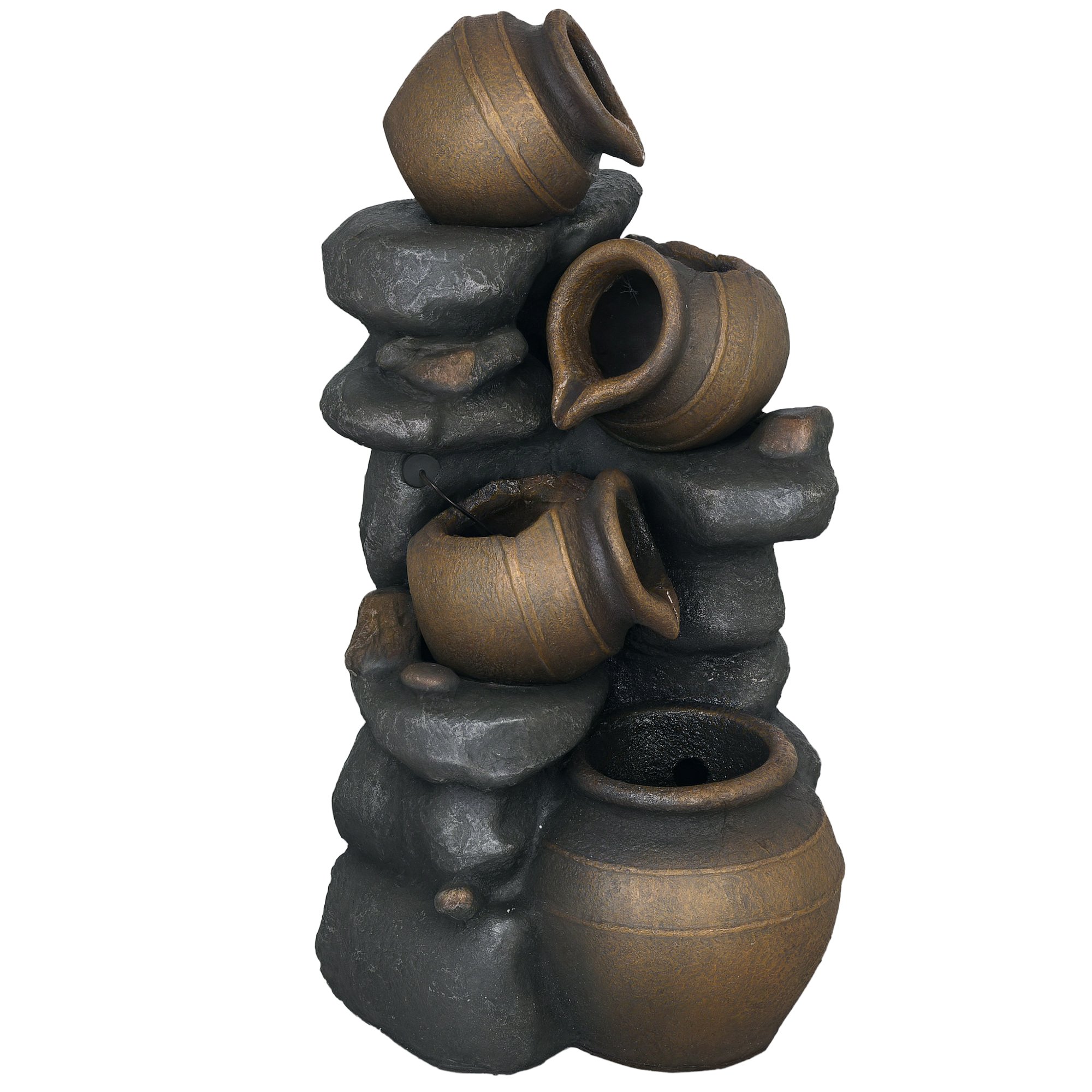 Outsunny 4 Tier LED Outdoor Water Fountain - Grey