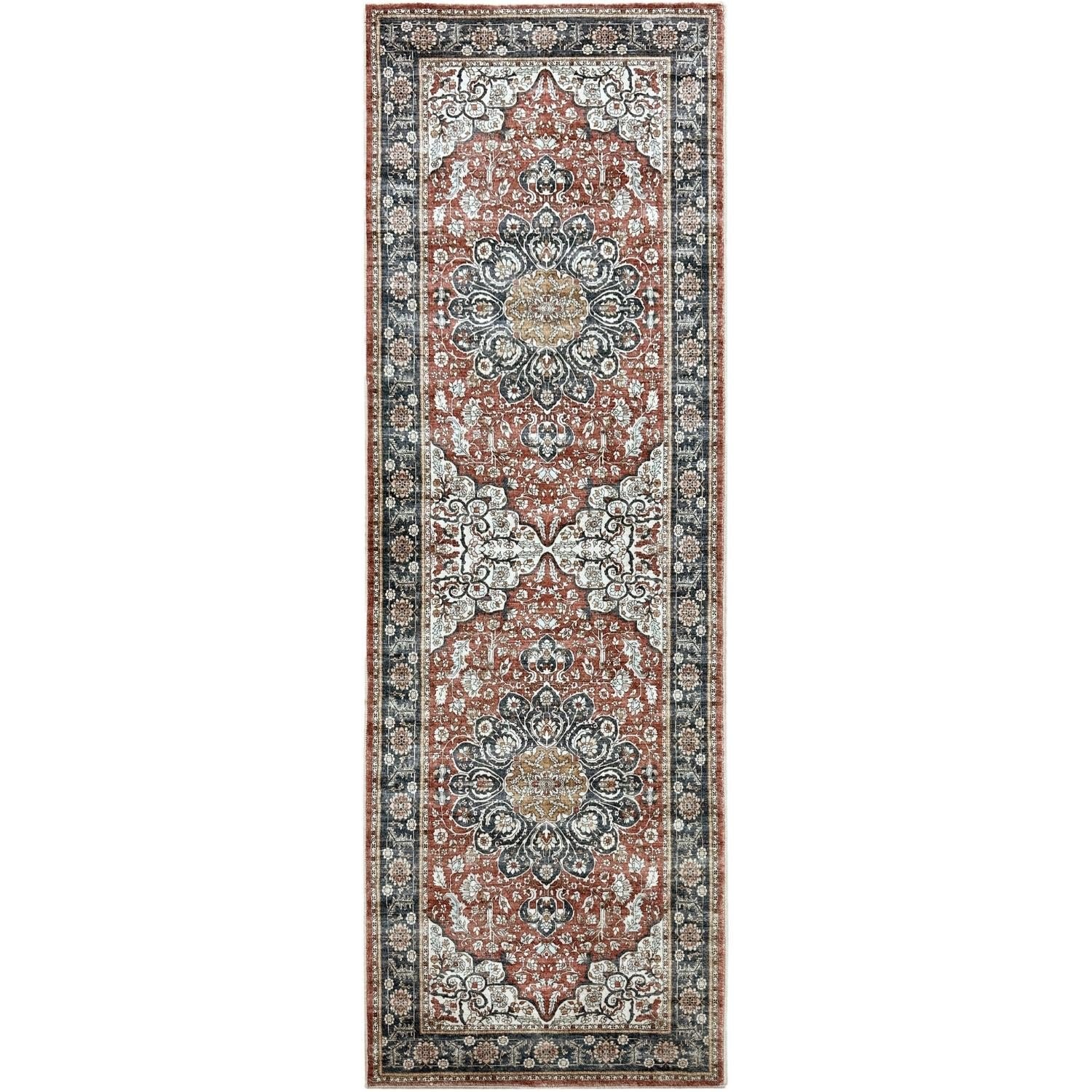 The Rugs Multicoloured Classical Heritage Crimson Runner Rug - 60 x 180cm