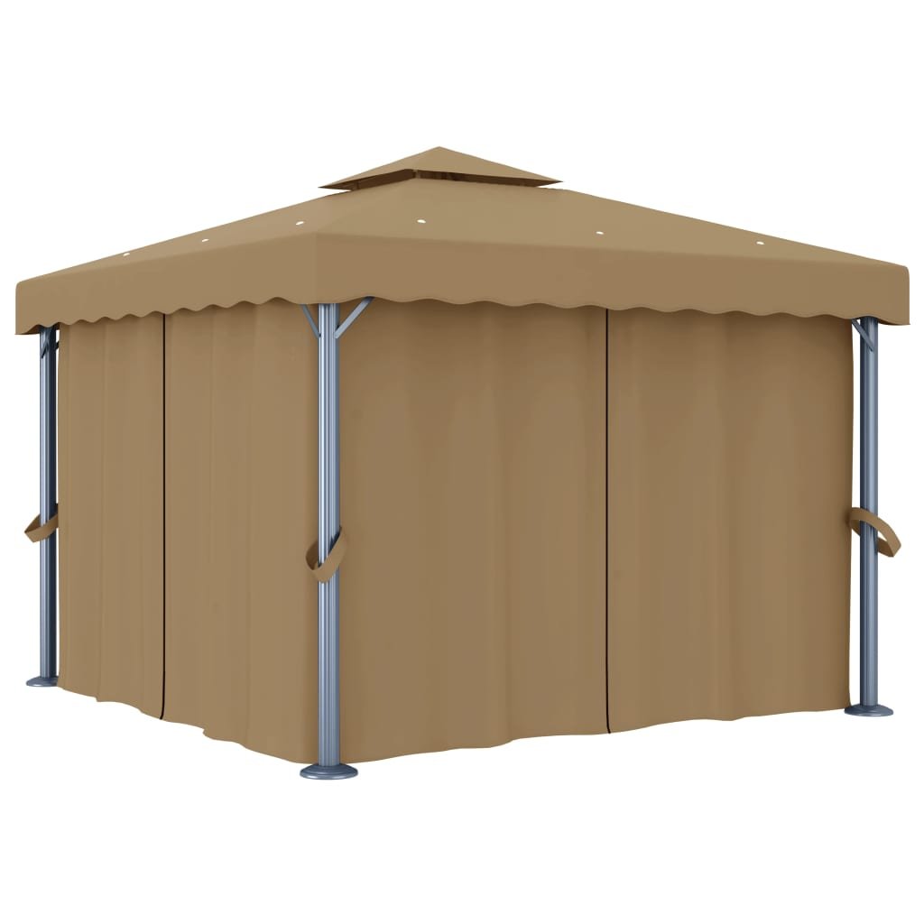 Walplus 3 x 3 m Aluminium Gazebo with Curtain - Taupe