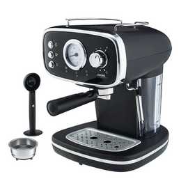 Cooks Professional Retro Espresso Machine 1.2L with Steam Wand - Black/Silver