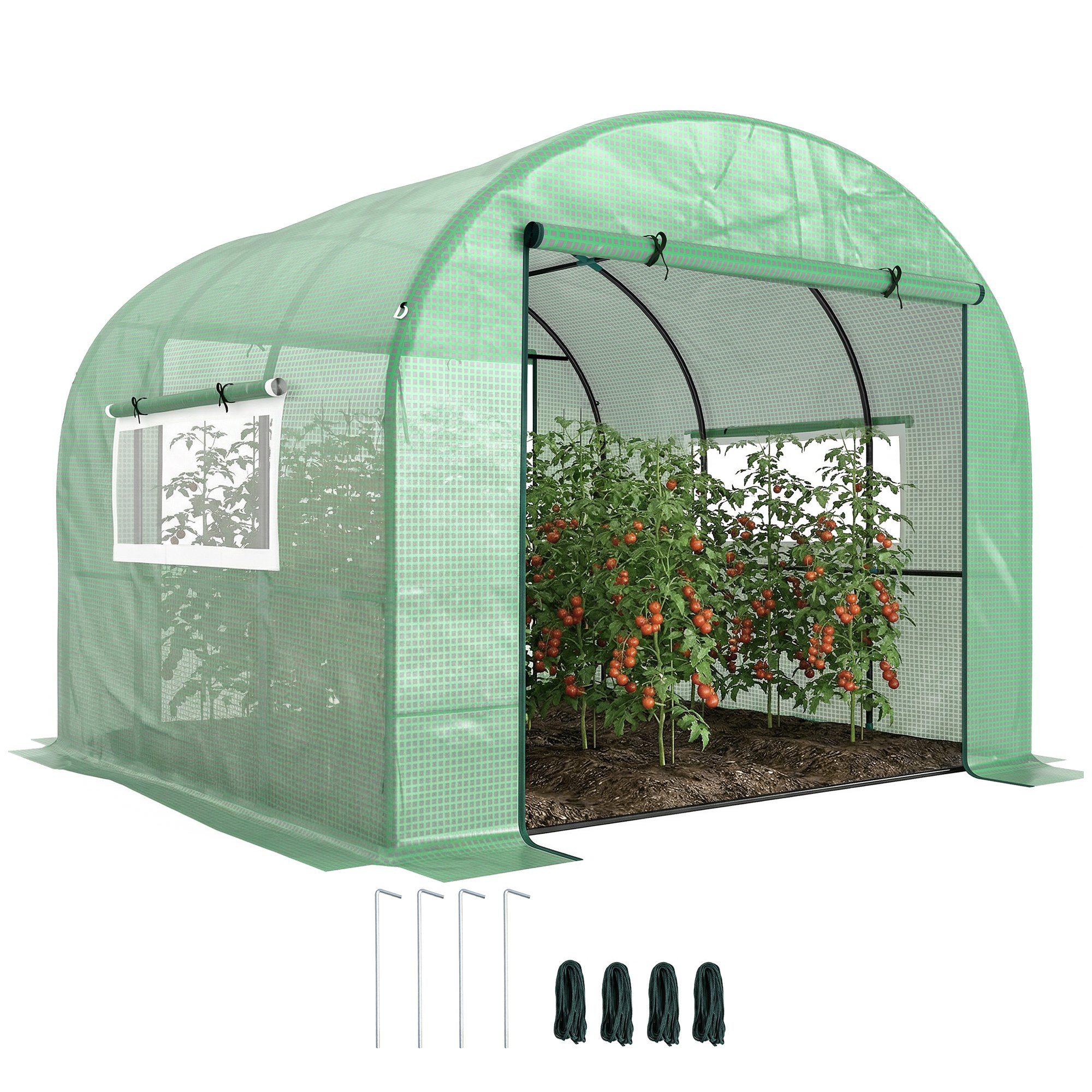 Outsunny Steel UV Resistant Polytunnel Greenhouse - Green