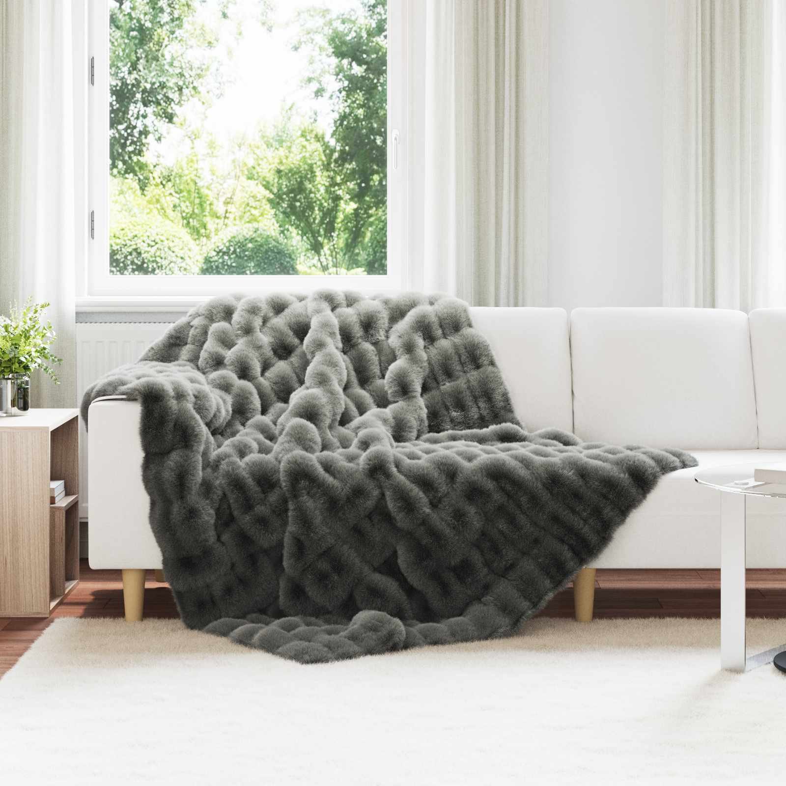 Walplus 3.26 kg Faux Fur Blanket - Dark Grey - 150 x 220 cm