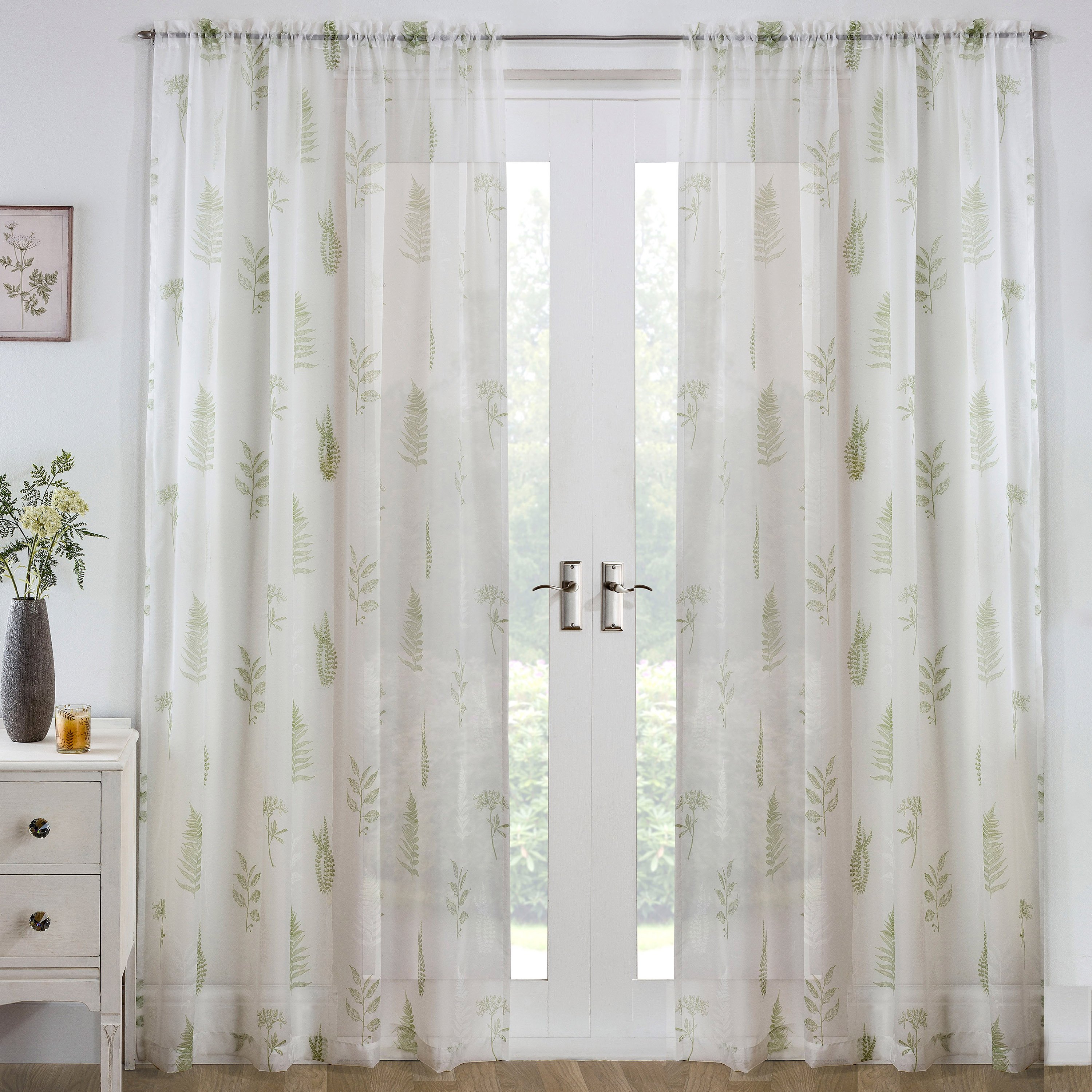 Tyrone Textiles Bracken Rod Pocket Voile Panels - 140 x 229cm - Green