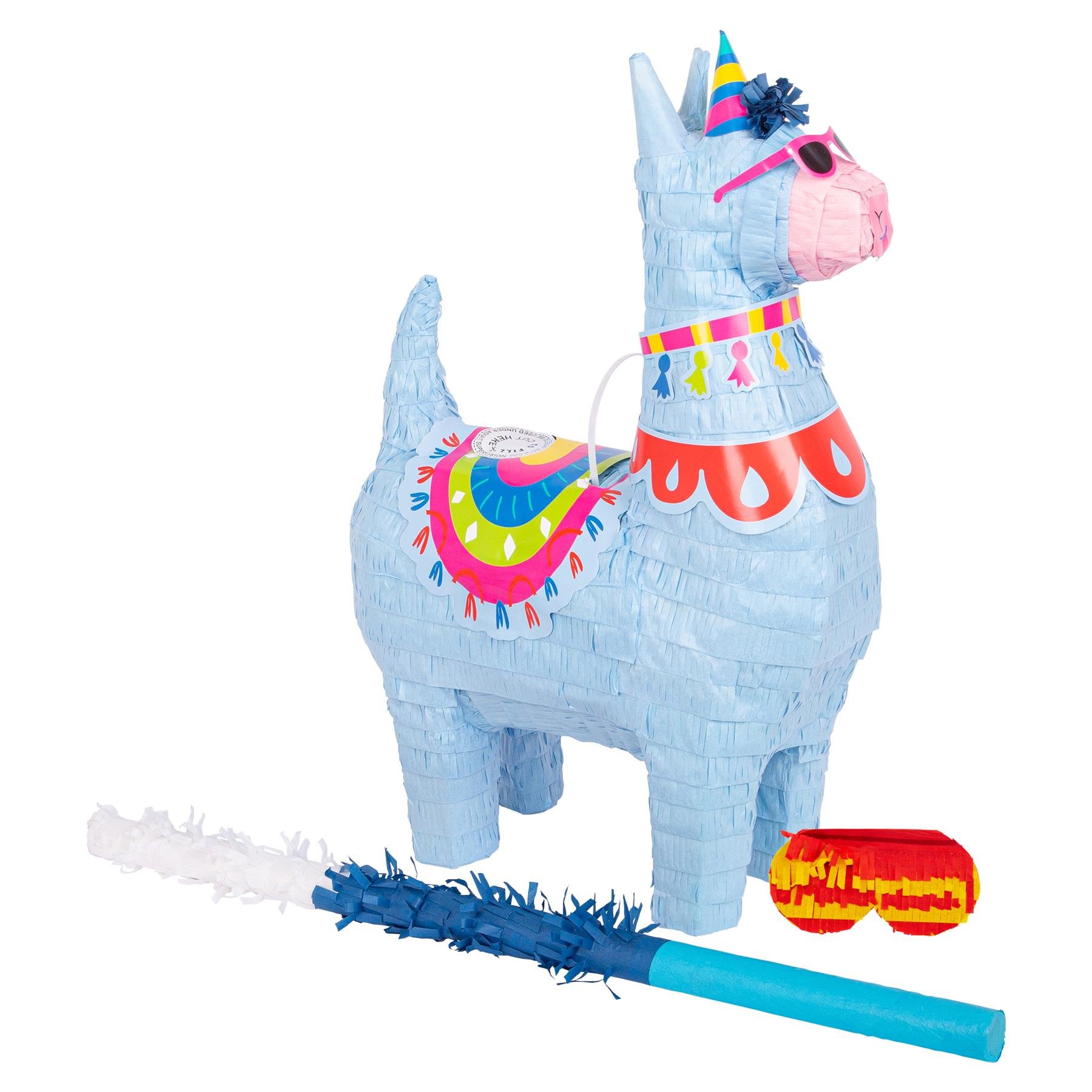Fax Potato 3pc Llama Pinata Set with Stick & Blindfold - Blue Stick
