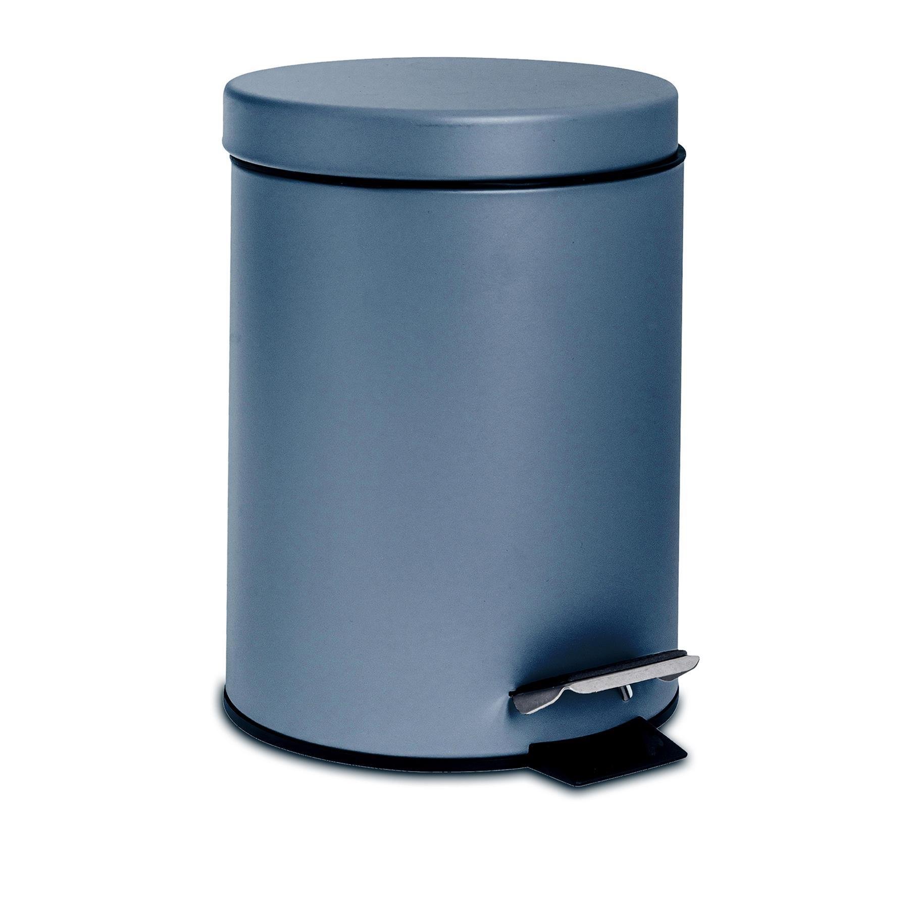 Harbour Housewares Round Bathroom Pedal Bin - 3 Litre - Matt Blue - 16.5cm