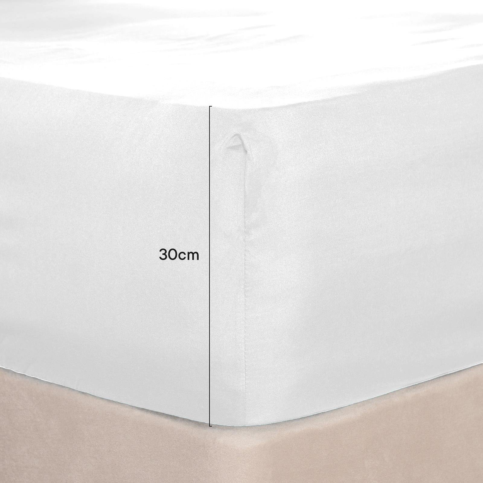 OHS Plain Microfibre Deep Fitted Bed Sheet White - Single