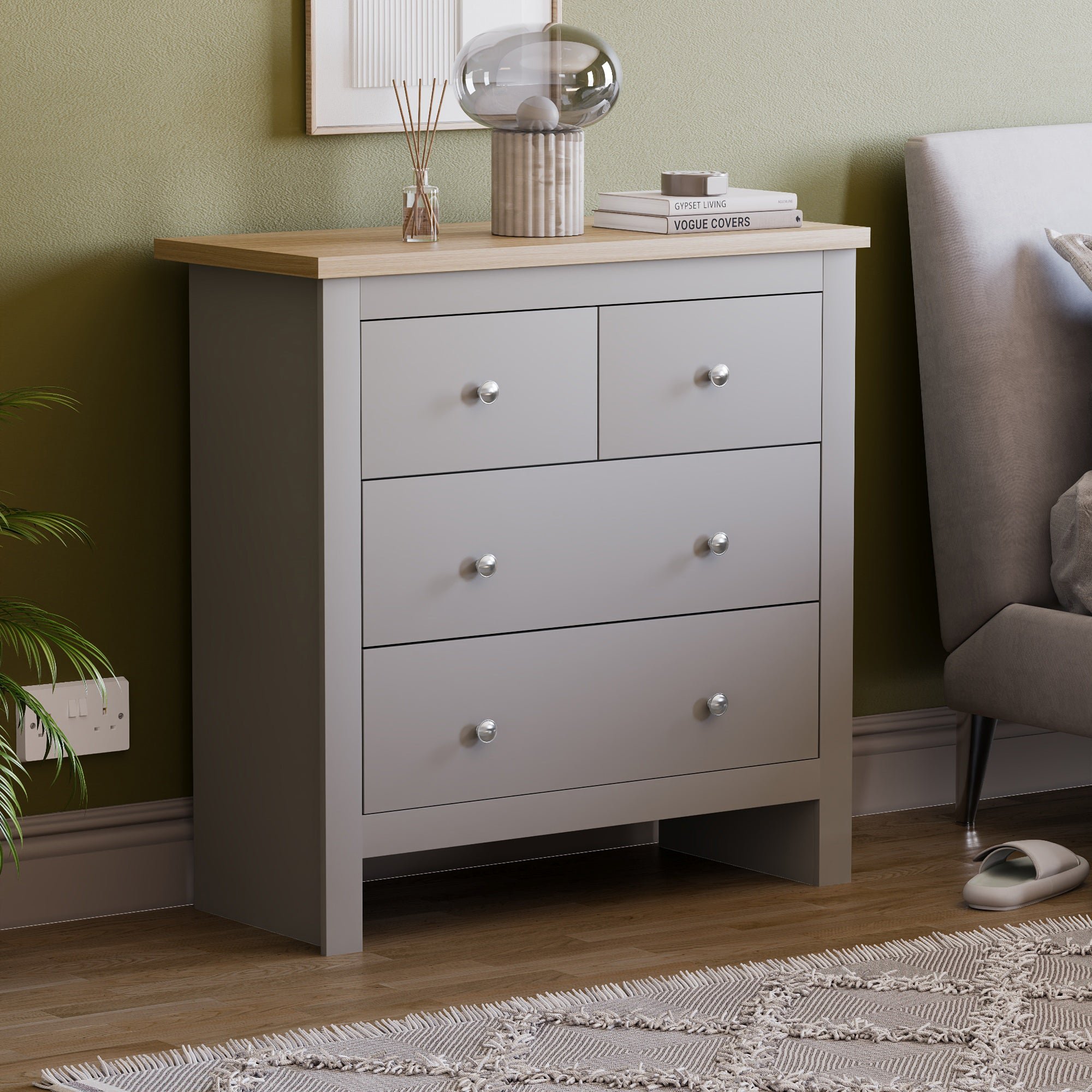 Vida Designs Arlington 2+2 Drawer Chest - Grey