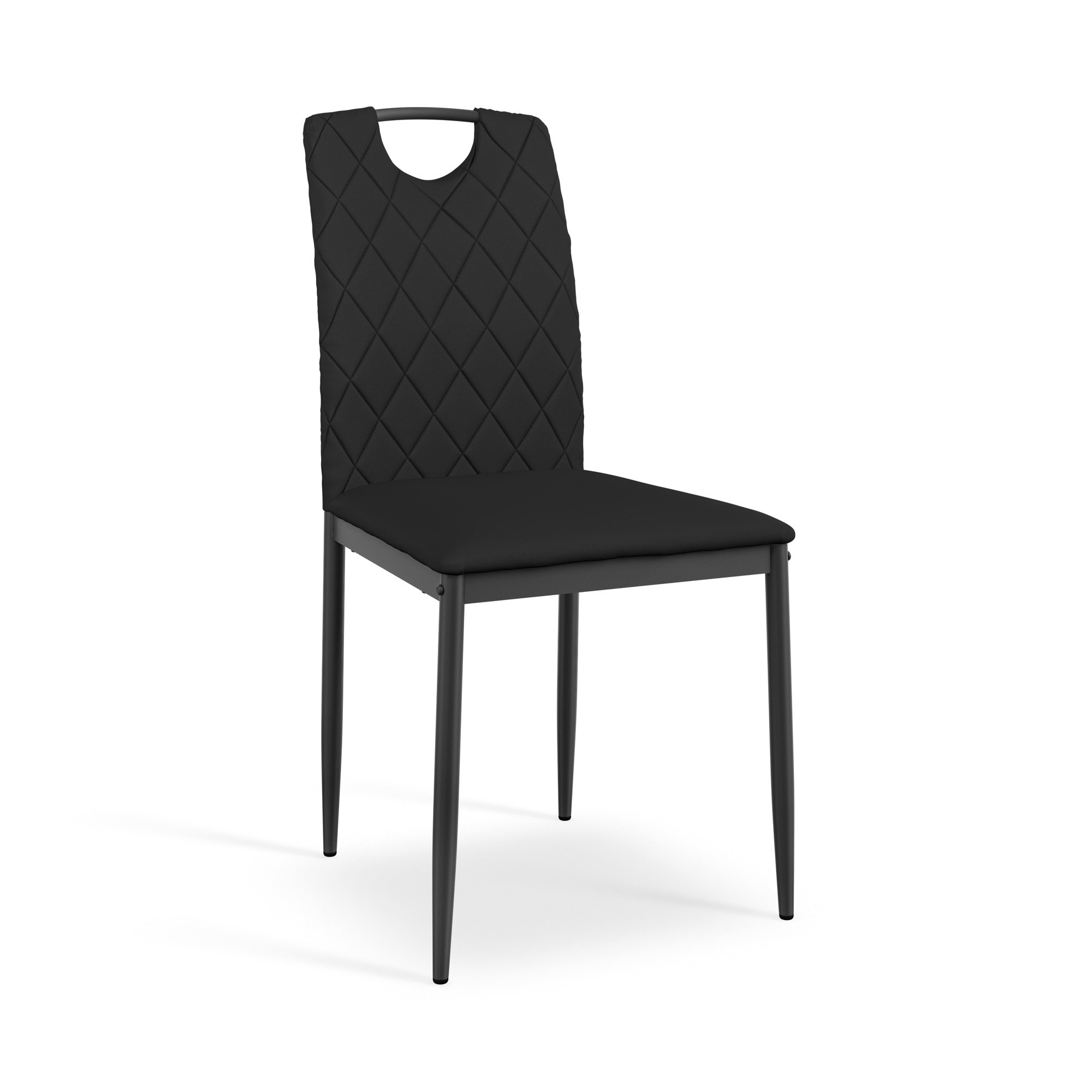 Furniture Online Monza Set Of 6 Faux Leather Dining Chair – Black