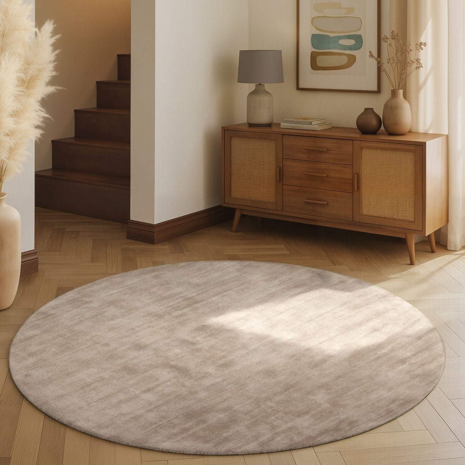 Hanse Home Beige Vikosa Jane Plain Round Rug - 150cm