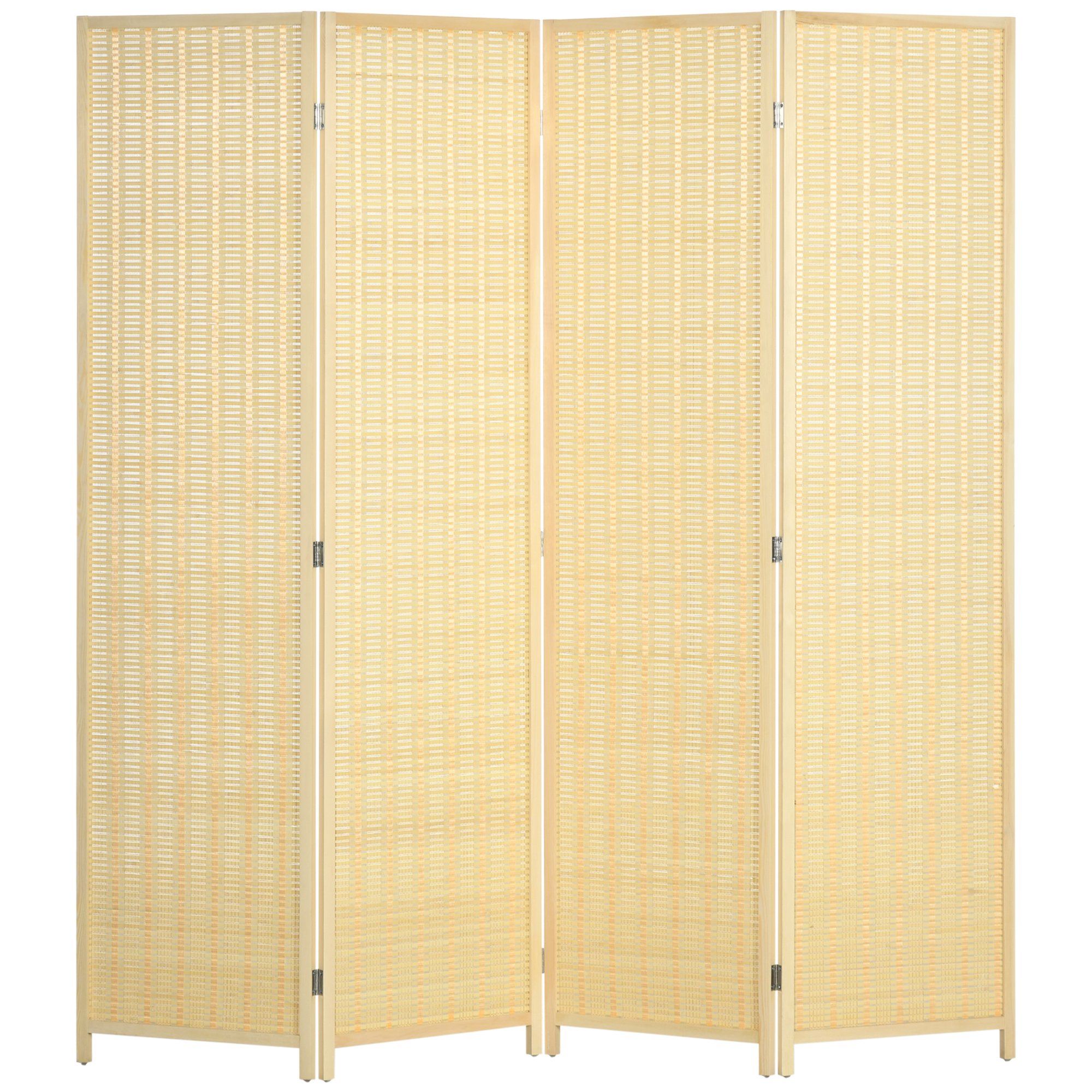 HOMCOM Foldable Freestanding Room Divider - Natural Wood