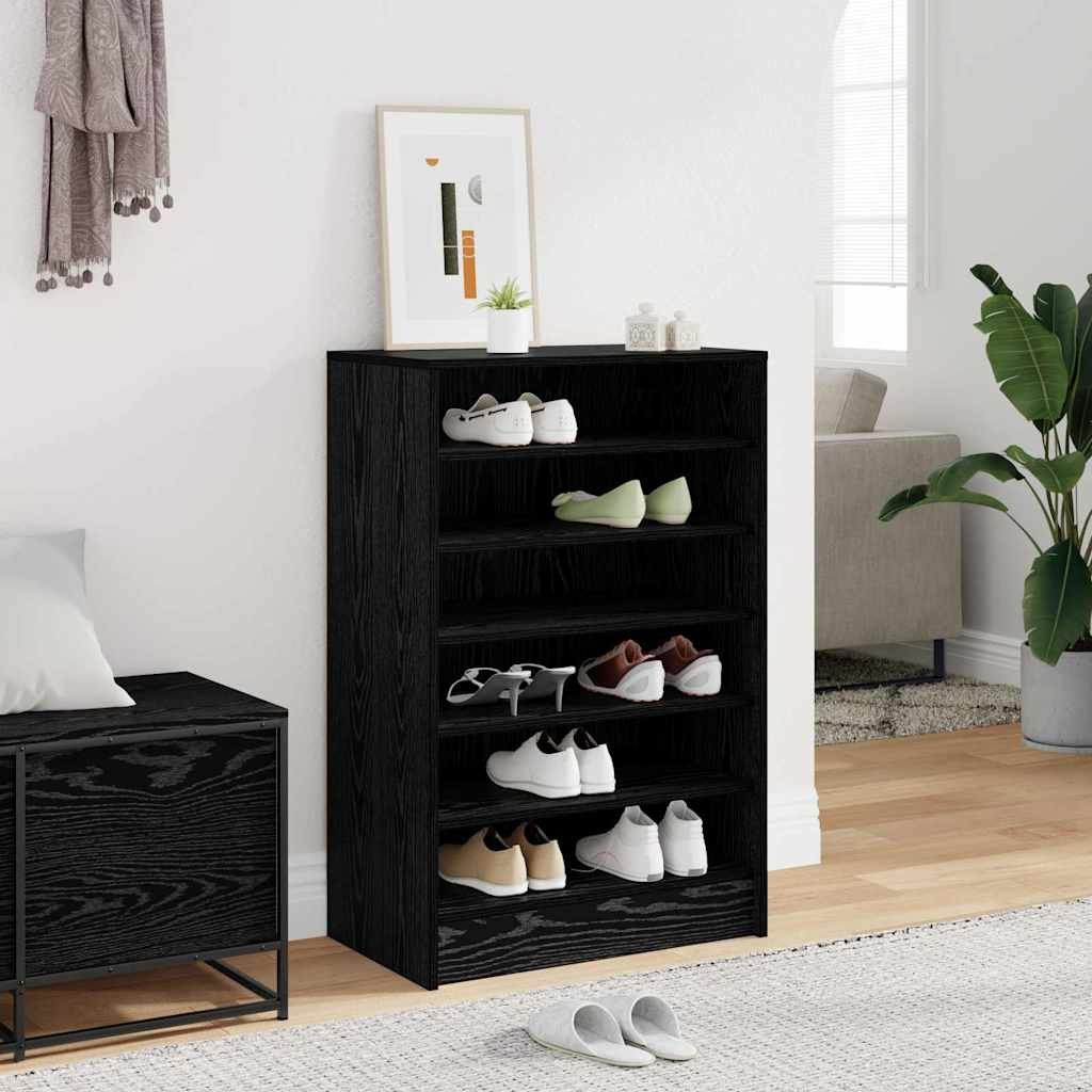 Walplus 6-Shelf Engineered Wood Shoe Cabinet - Black Oak - 60 x 35 x 92 cm