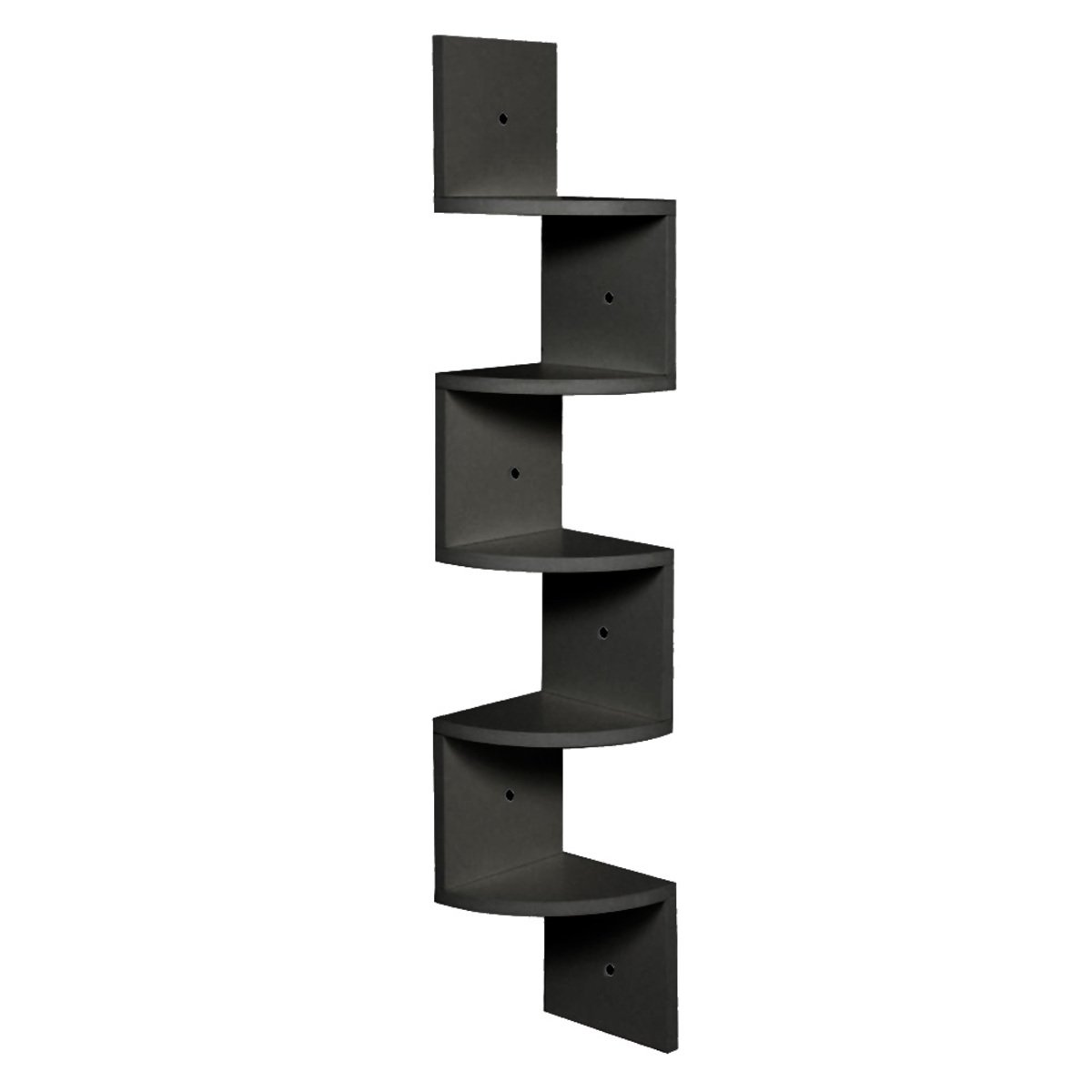 Living and Home 5-Tier Zigzag Corner Floating Shelf Unit - Black