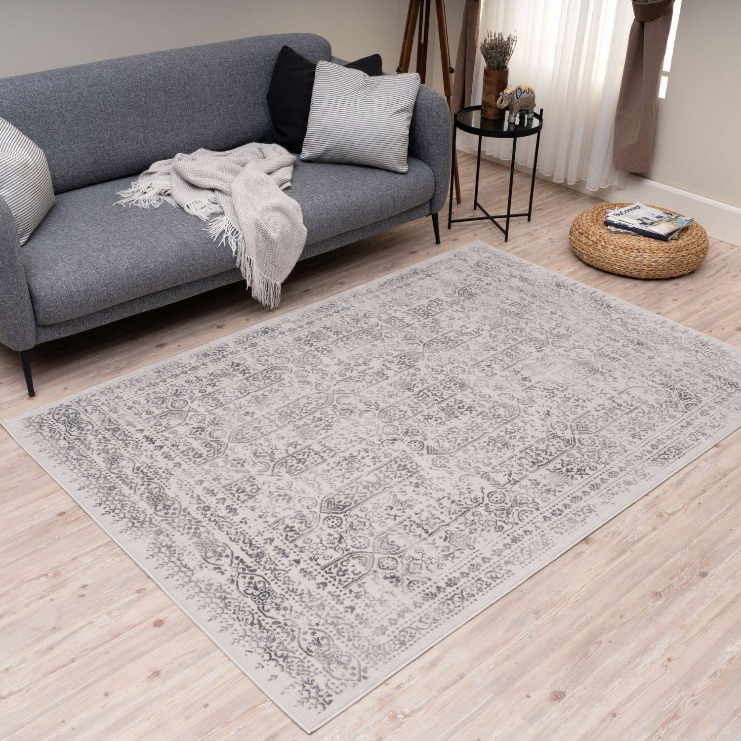 The Rugs Cream and Grey Montana Vintage  Rug - 80 x 150cm