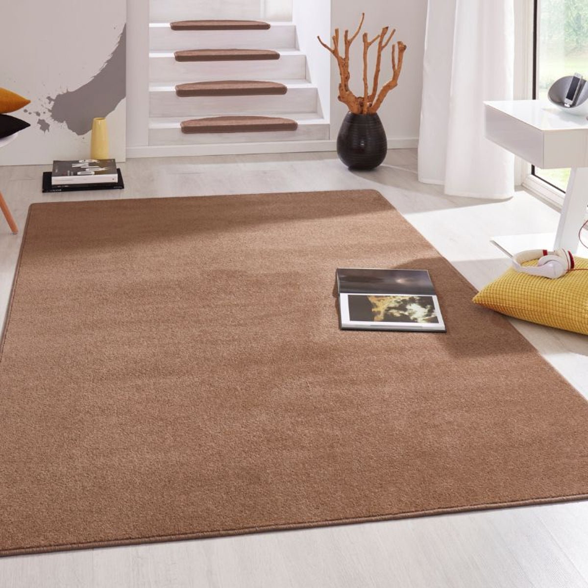 Hanse Home Brown Uni Colours Modern Plain Rug - 160 x 240cm