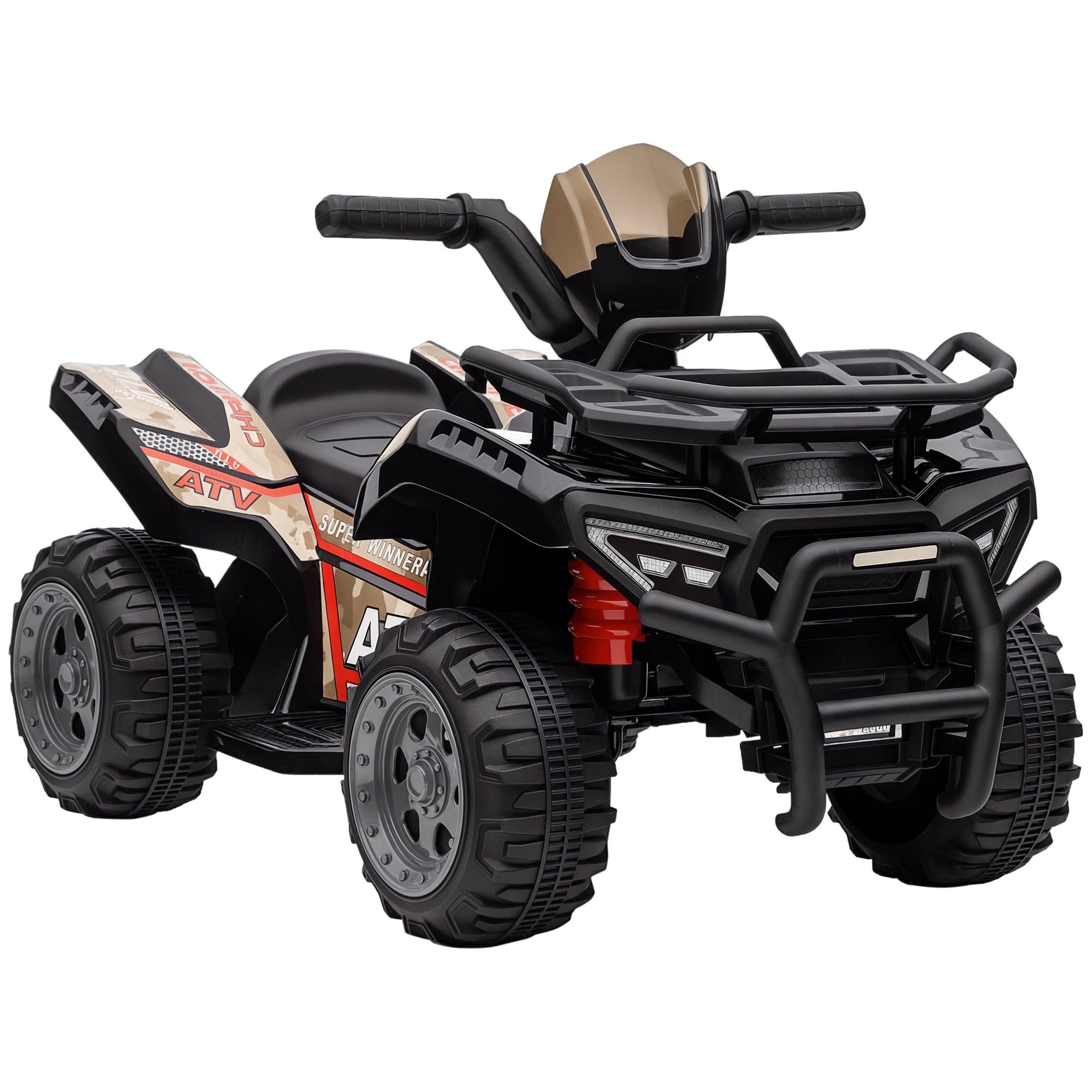 HOMCOM 6V 18 to 36 Months Music Kids Electric Quad Bike – Black