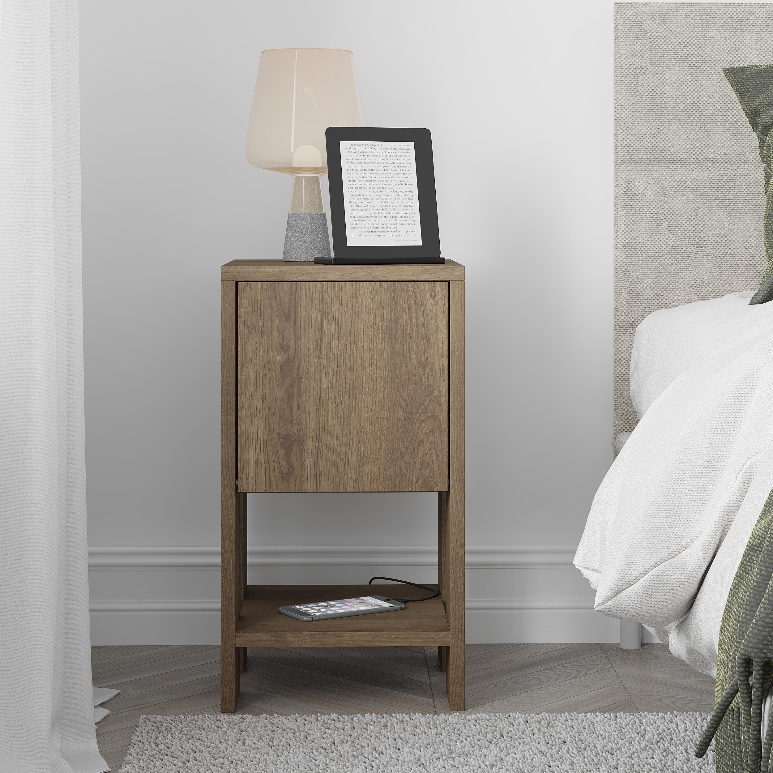 Decortie Ema Particleboard Bedside Table - Dark Oak