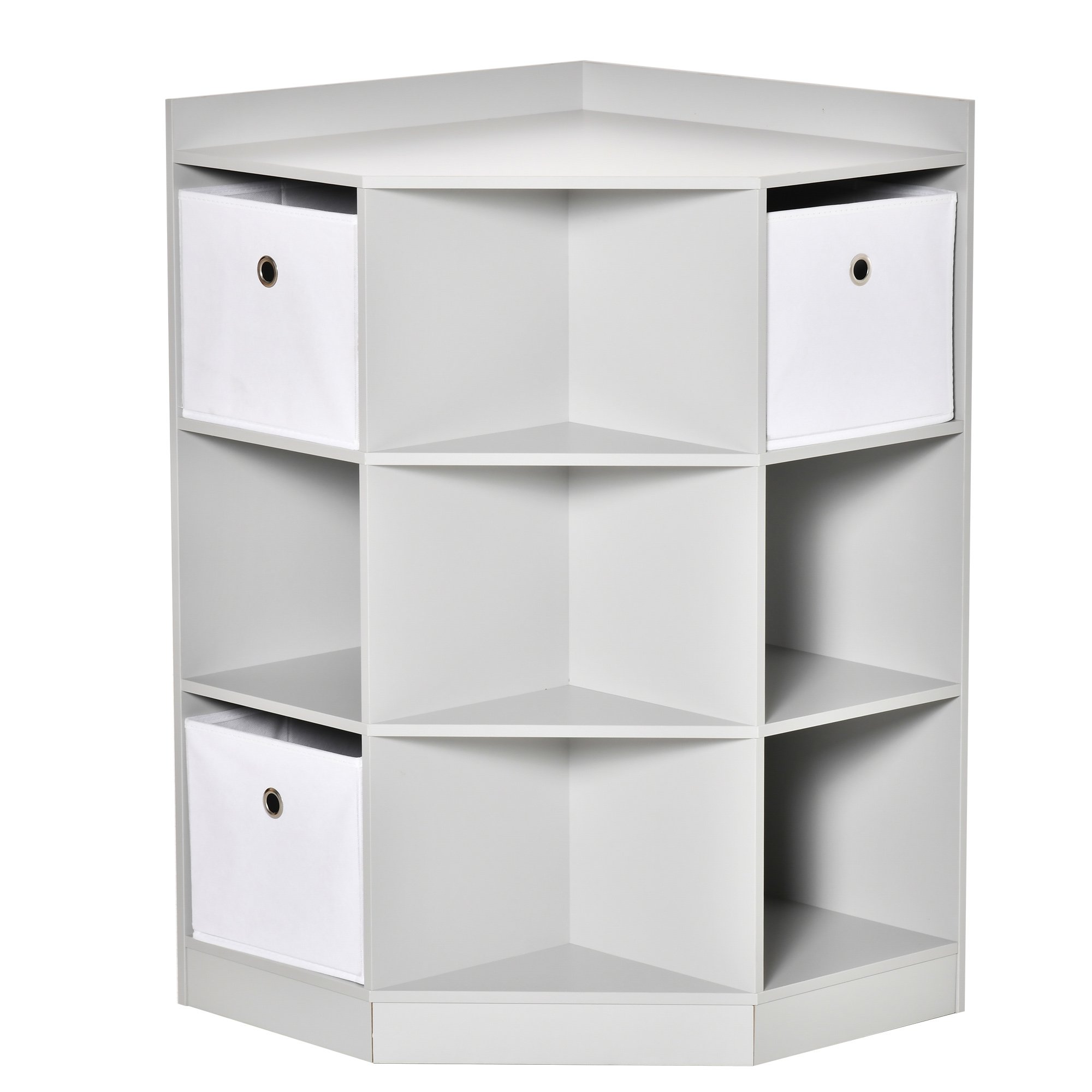 HOMCOM 3 Tier Fabric Storage Bookcase Kids Storage Cabinet - Grey