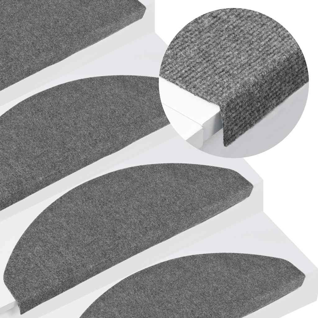 Walplus Pack of 10 Self-Adhesive Needle-Punched Stair Mats - Grey - 65 x 22.5 cm
