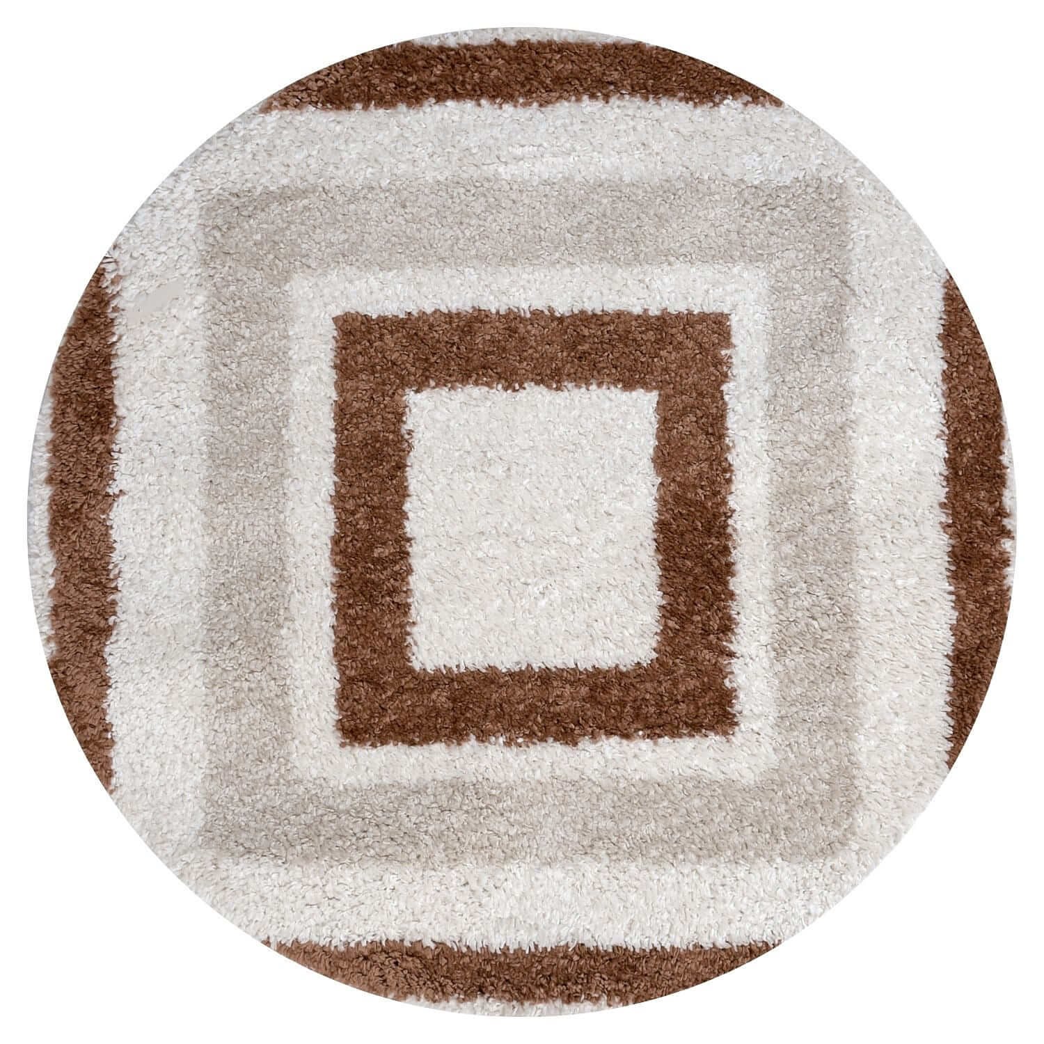 The Rugs Terracotta Moodi Border Round Shaggy Rug - 120cm