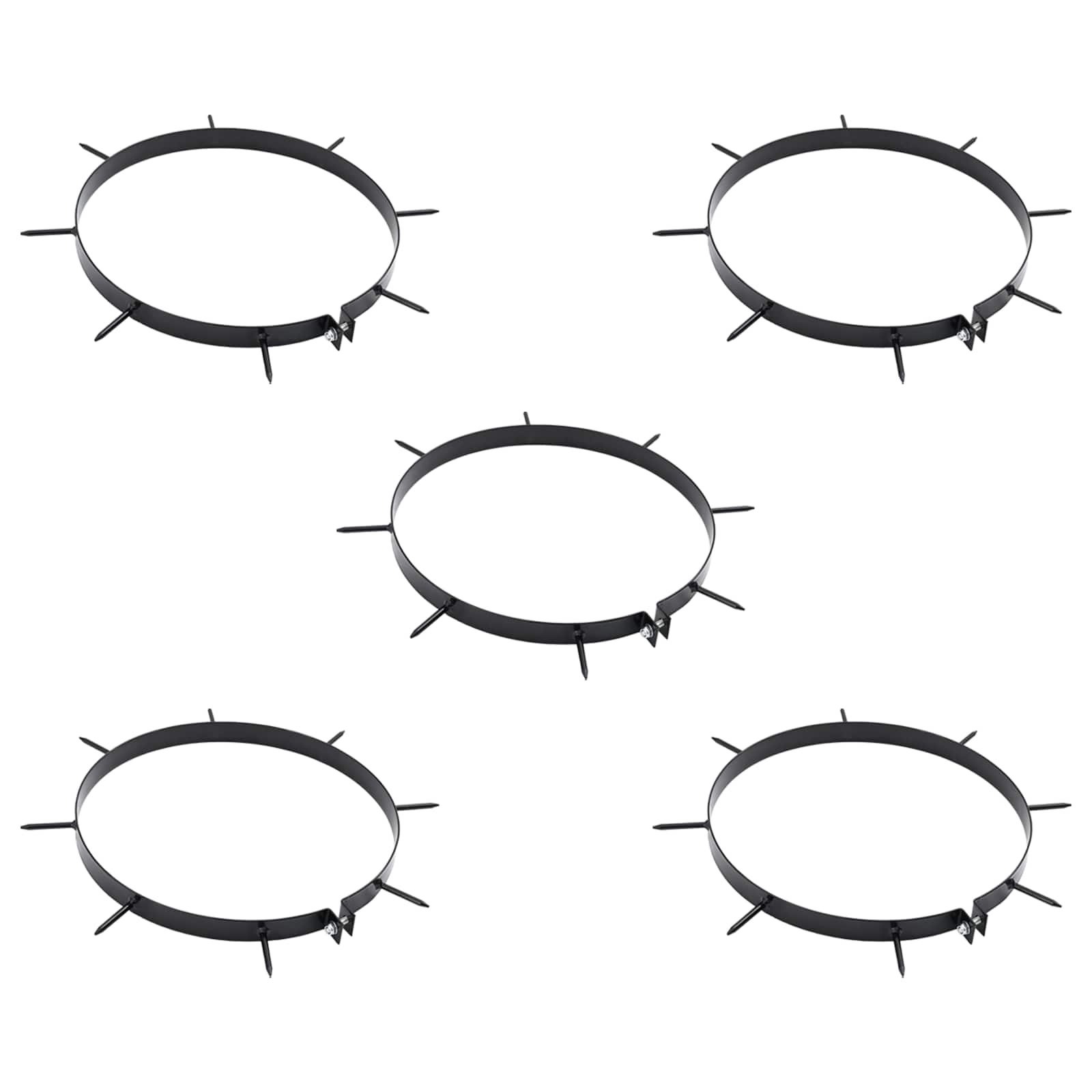 Walplus Pack of 5 Steel Lawn Aerator Clamp with Spikes - Black - 30 x 2.6 cm