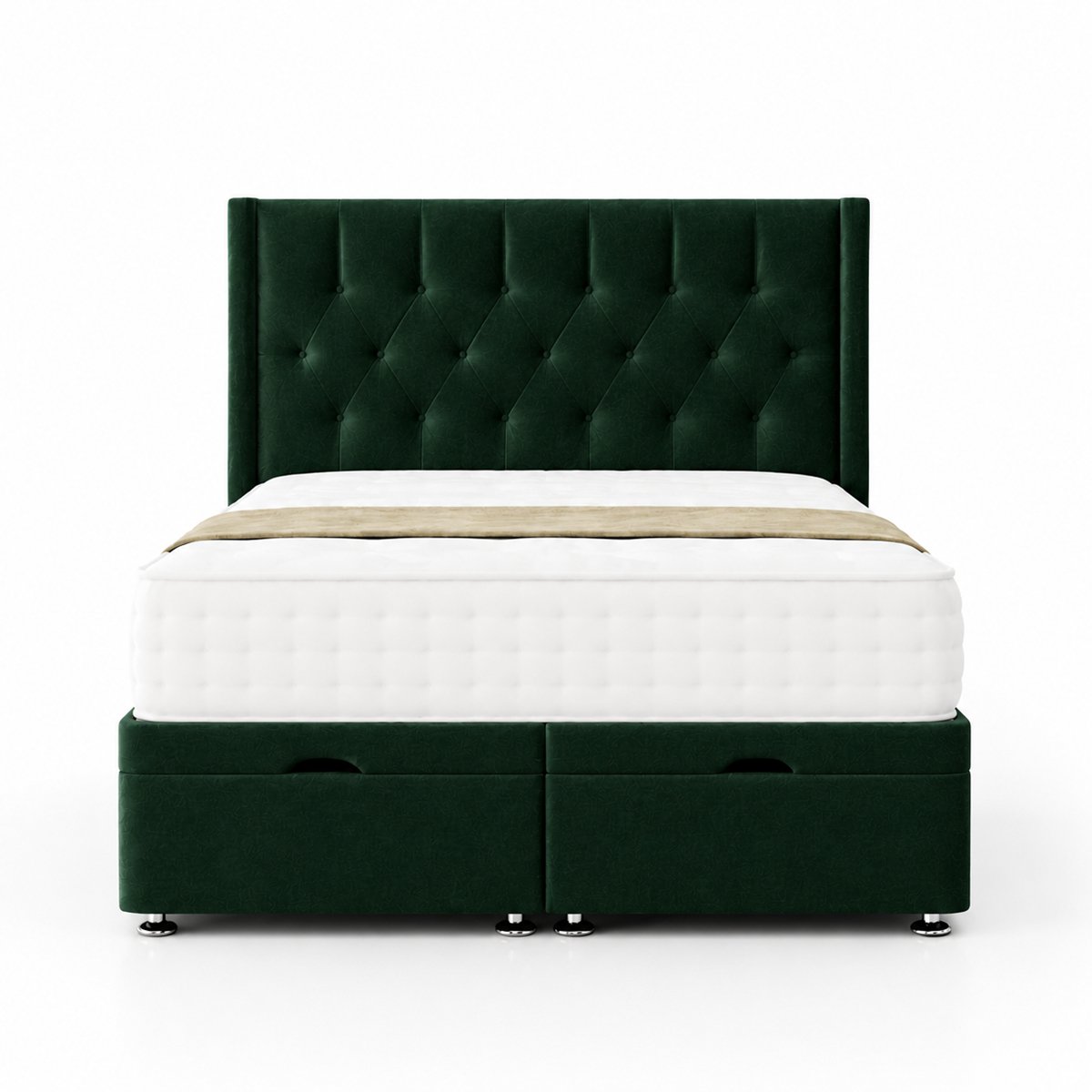 Comfy Deluxe Miami Wing 6ft Superking  End Lift Ottoman Bed Set - Green