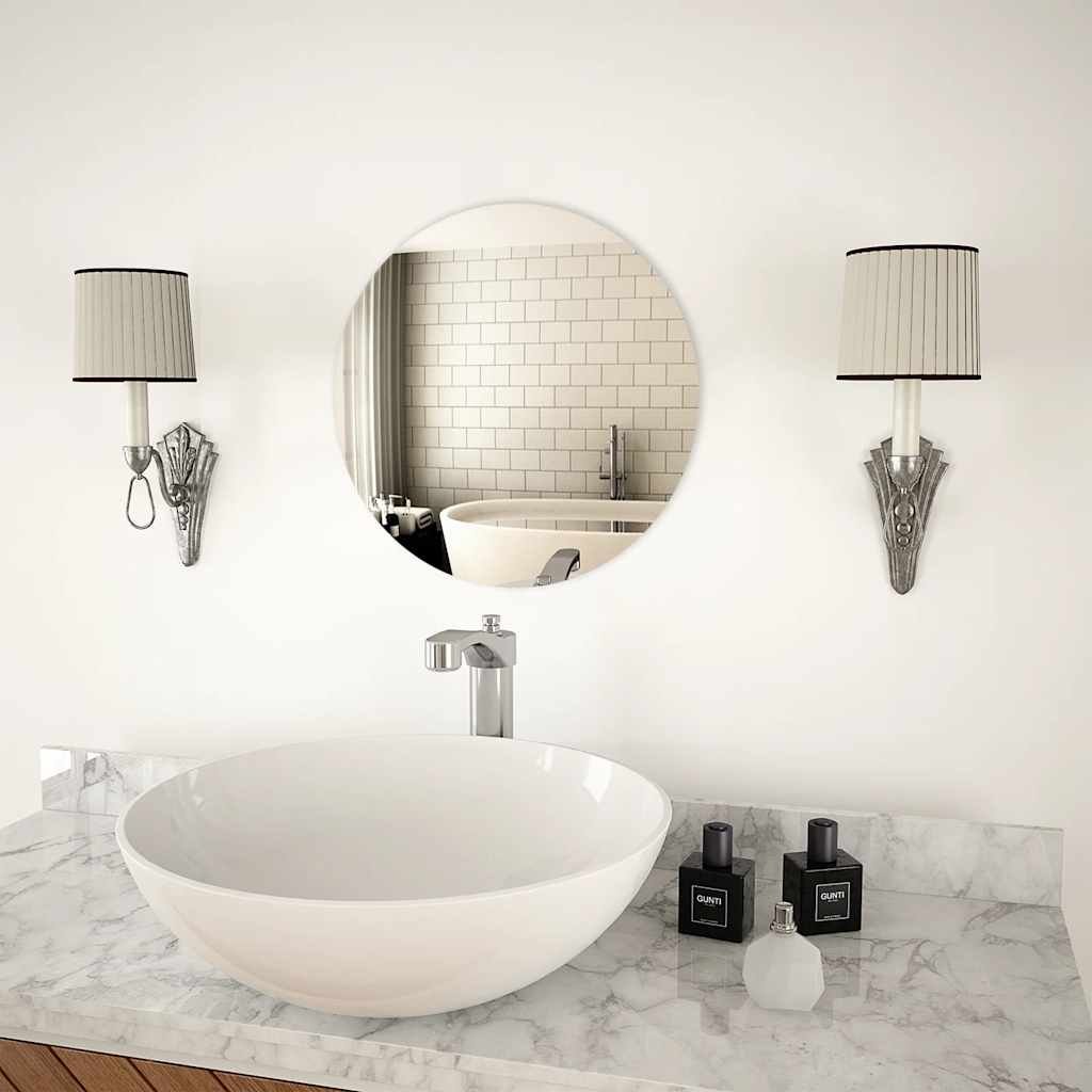 Walplus Round Glass Wall Mirror - Silver - 40 cm