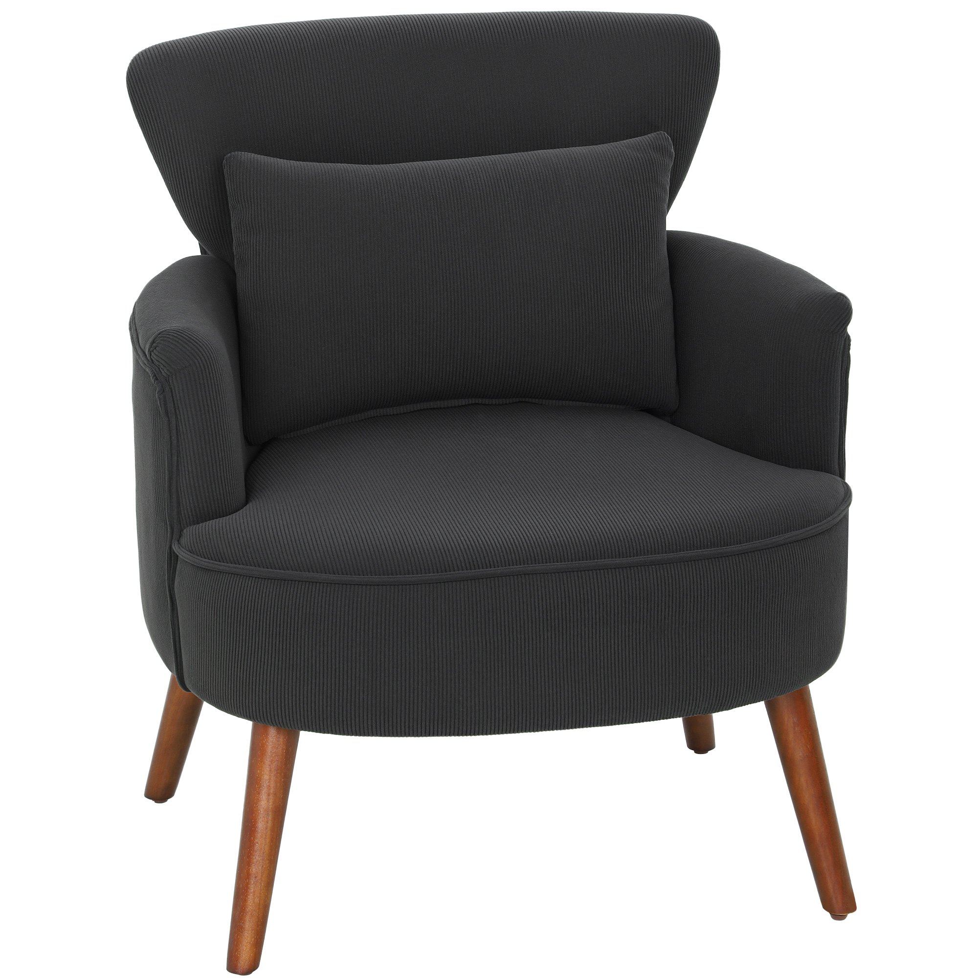 HOMCOM Wooden Modern Armchair with Thick Padded Seat - Black