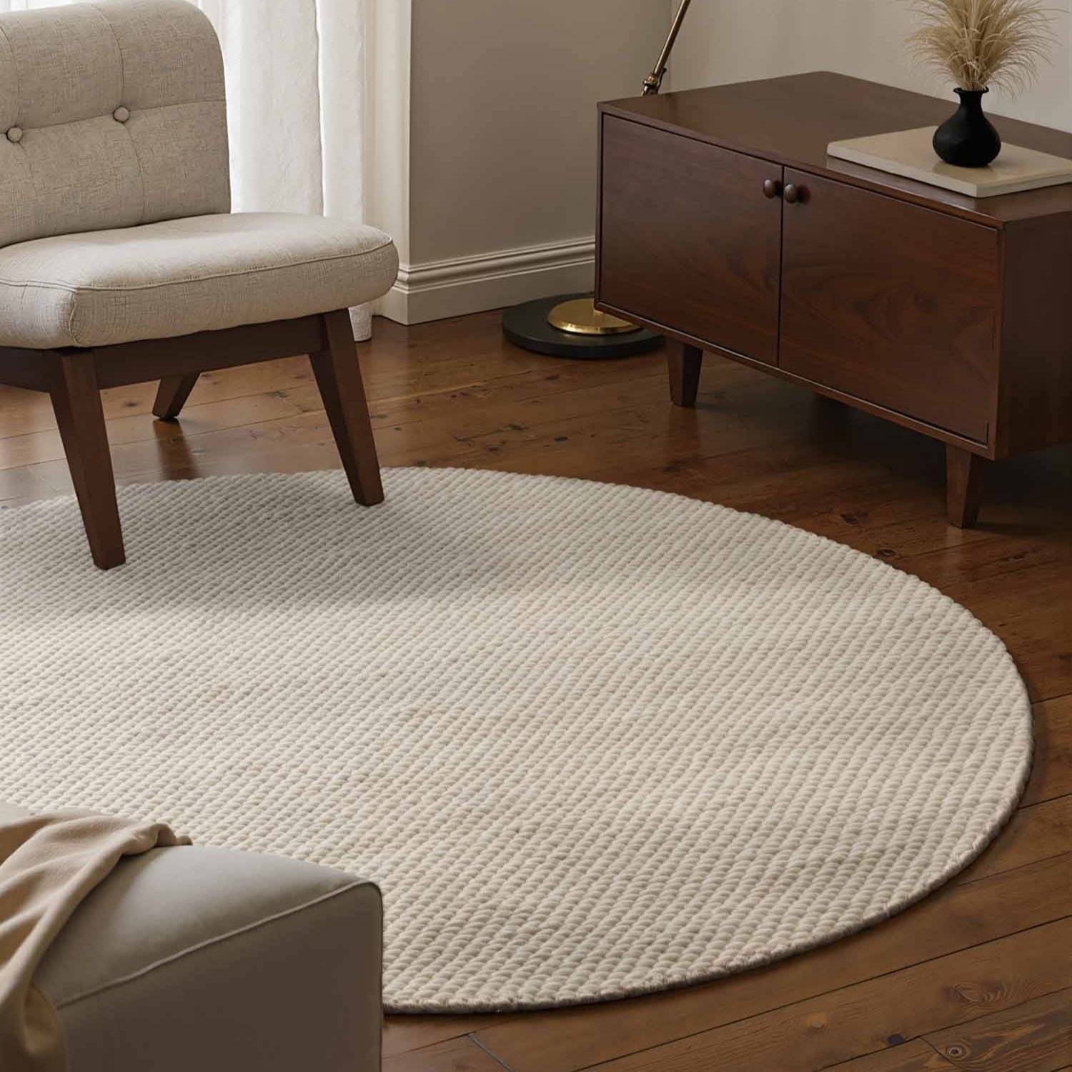 Hanse Home Cream Lyon Beans Round Rug - 200cm