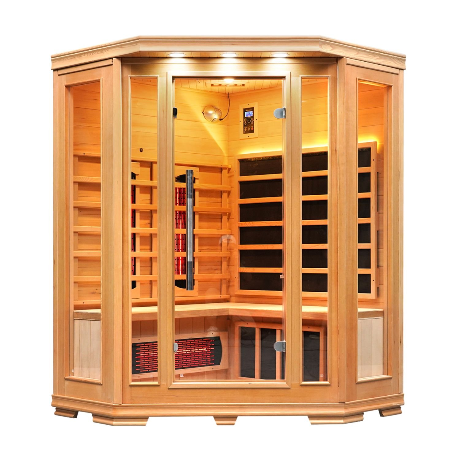 Vidalux Solara 3 Person Corner Full Spectrum Infrared Sauna With Complete Heat