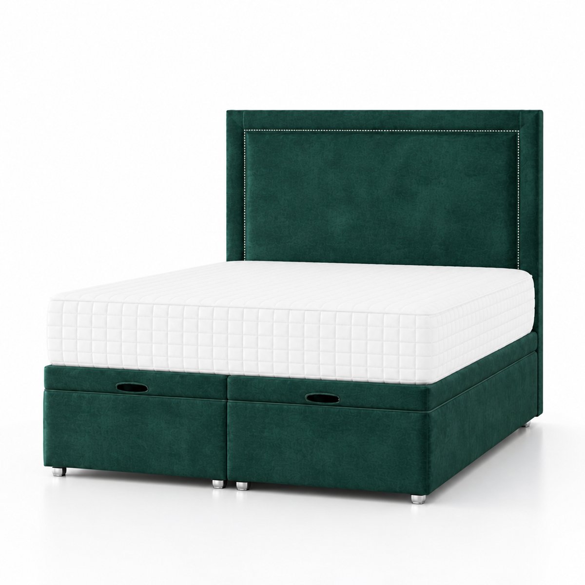 Comfy Deluxe  Hannah 6ft Super King  End Lift Ottoman Bed Set - Emerald Green