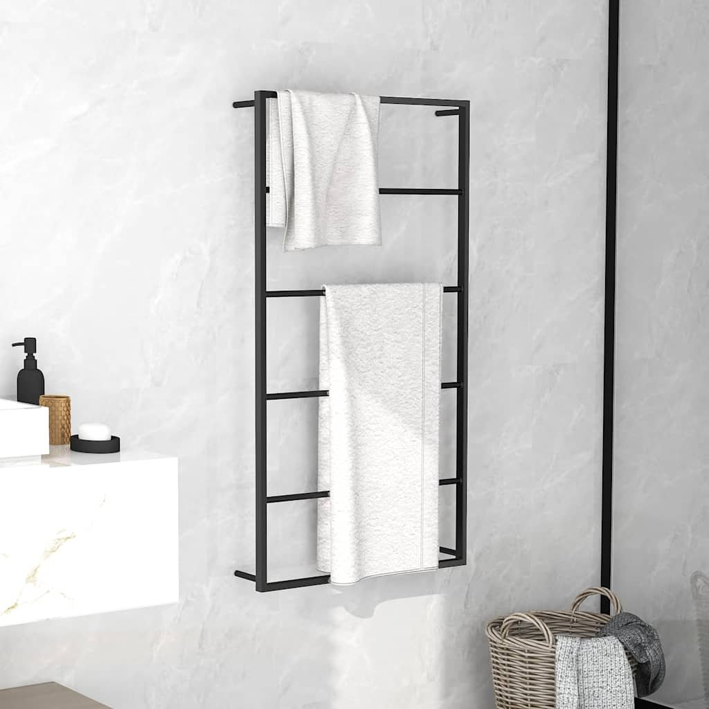 Walplus Steel Towel Rack - Black - 60 x 10 x 116 cm