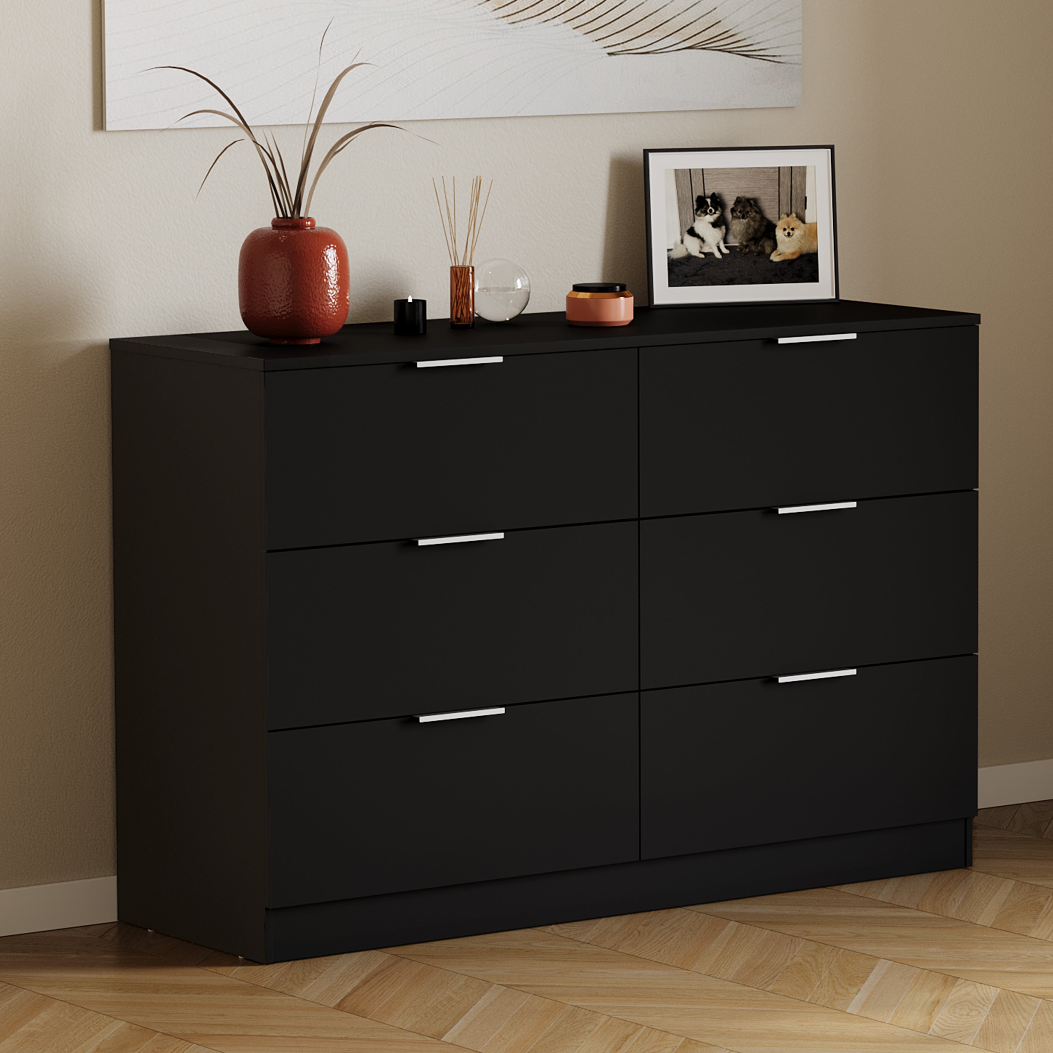 Vida Designs Trega 6 Drawer Chest - Black