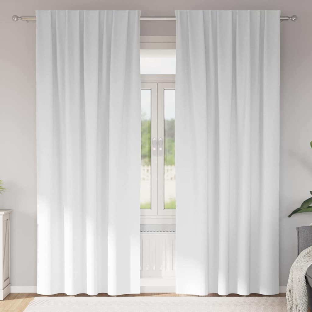 Walplus Set of 2 Ring Top Blackout Curtains - Pure White - 245 x 140 cm