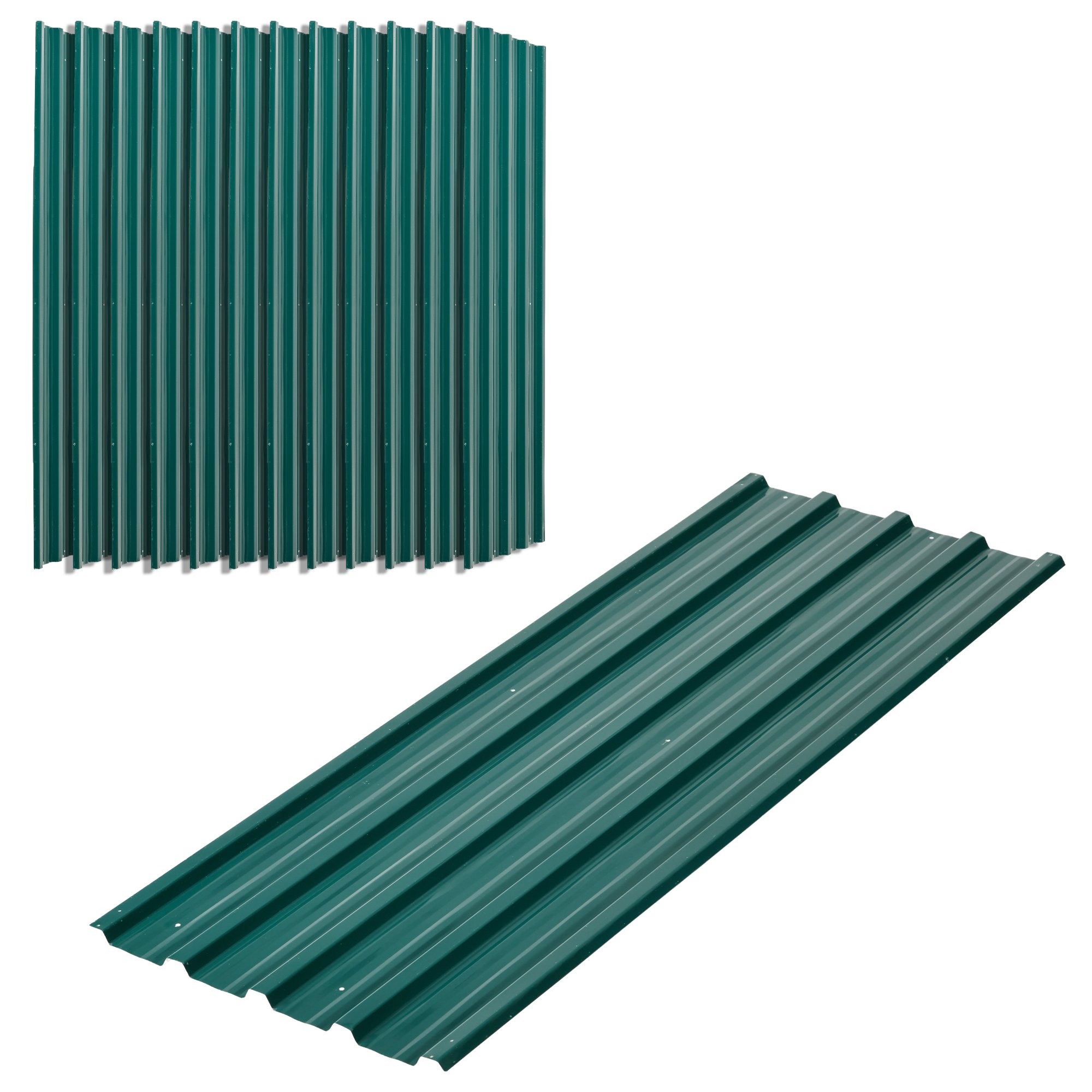 Outsunny 12 Pack Galvanised Metal Corrugated Roofing Sheets - Green