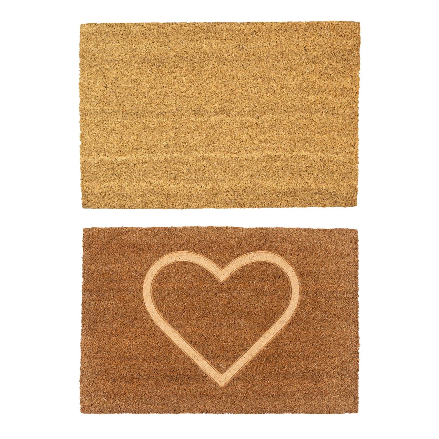 Nicola Spring Coir Door Mats - Embossed Heart - Pack of 2