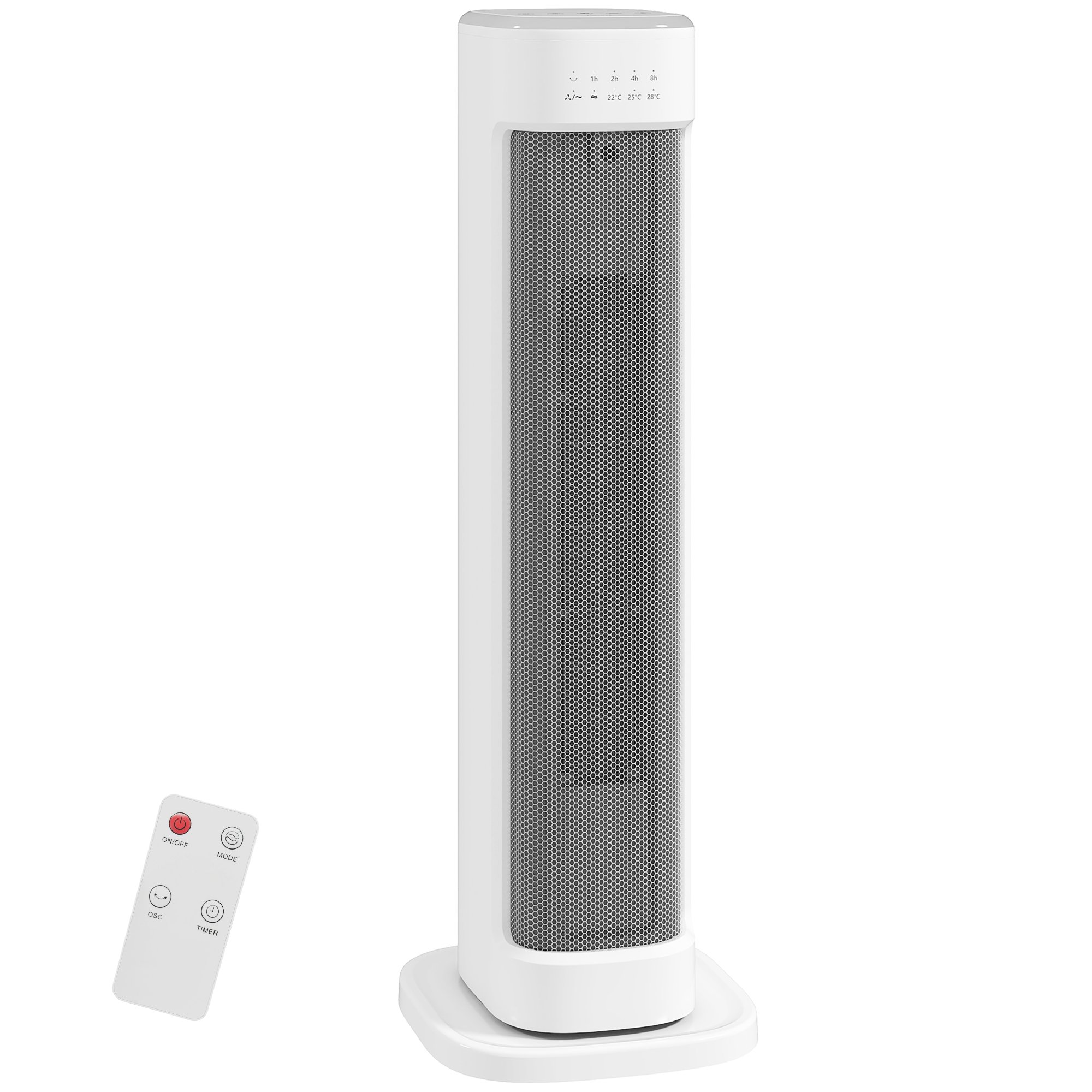 HOMCOM Ceramic Space Heater with Fan and 3 Heat Settings - White