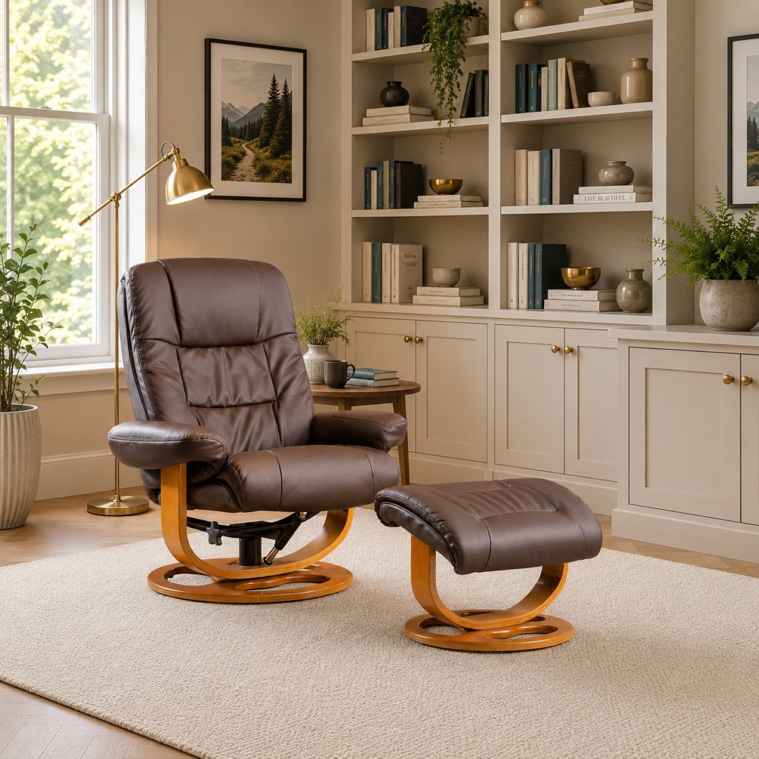 Artemis Home Barriston Swivel Recliner with Massage and Heat - Brown