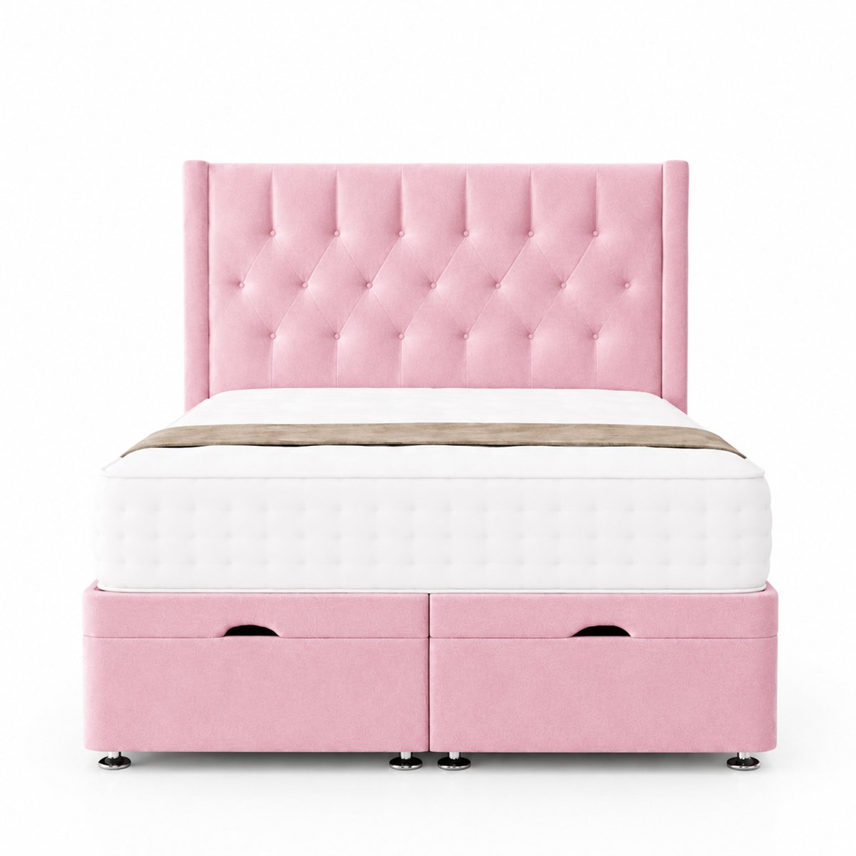 Comfy Deluxe  Miami Wing 3ft Single  End Lift Ottoman Bed Set - Pink