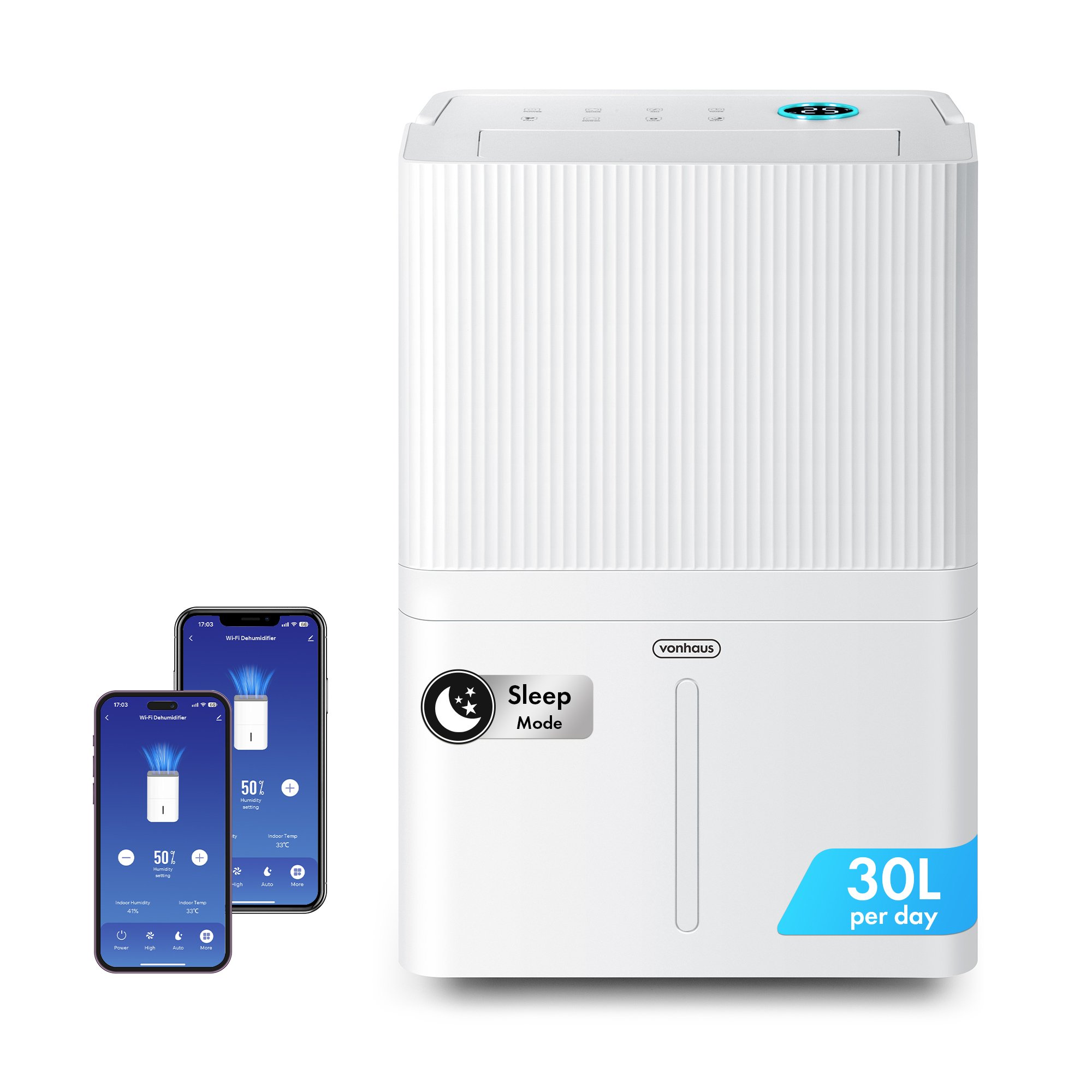 VonHaus 30L/Day WiFi Dehumidifier - Laundry & Mould Prevention