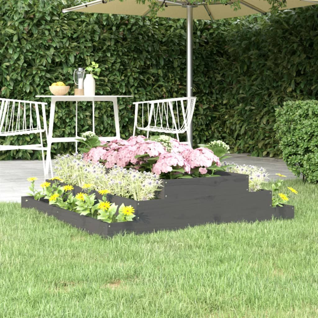 Walplus Wood Garden Planter - Grey - 110 x 110 x 27 cm