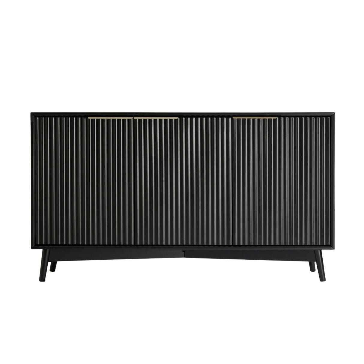 HomeGardenDirect Monza Fluted 3 Door Sideboard with Fluted Detailing  - Black